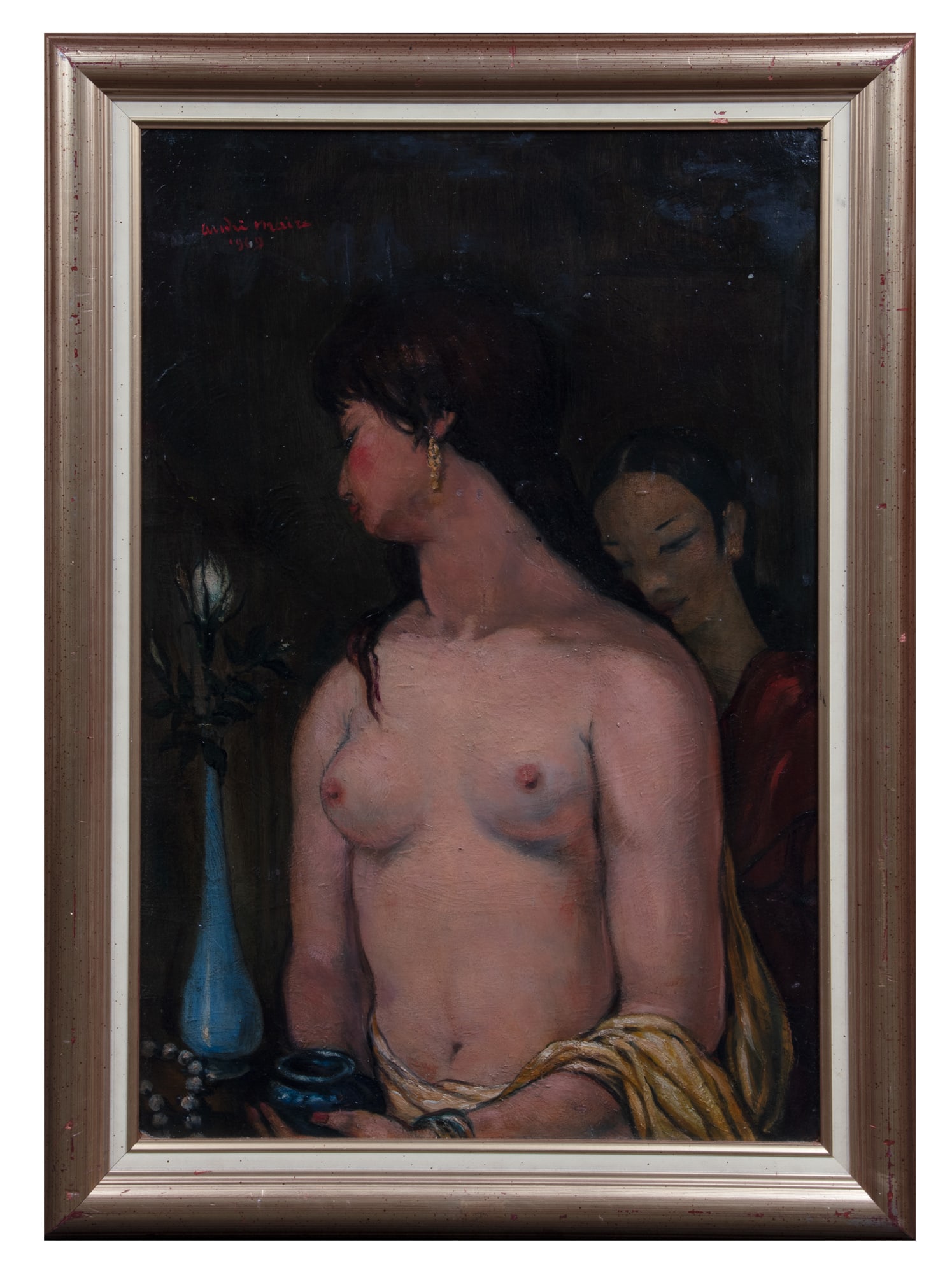 ANDRÉ MAIRE (1898–1984) Nude with the White Flower Oil on canvas, framed Signed on (1 of 2)