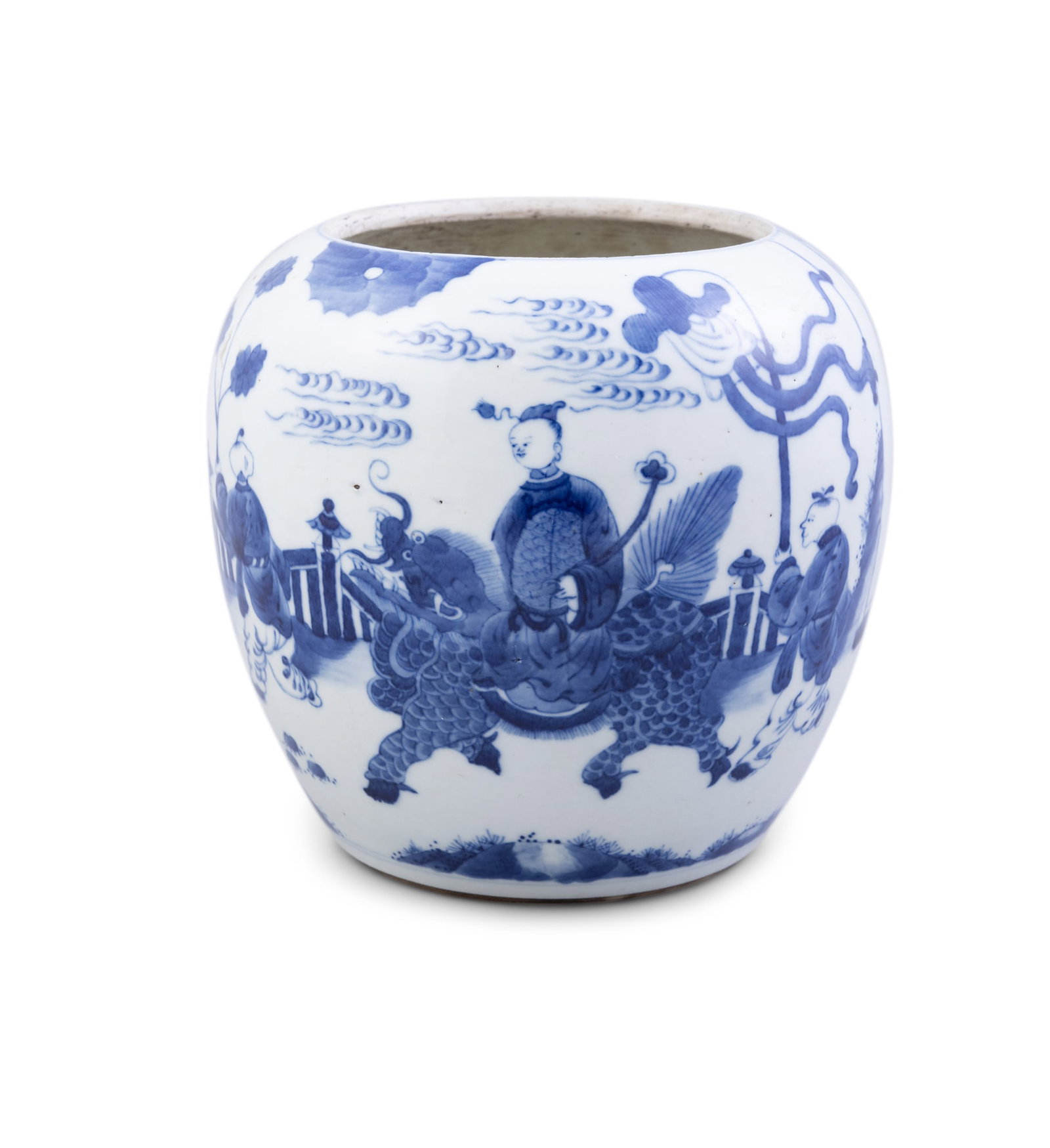 A LARGE CHINESE BLUE AND WHITE PORCELAIN JAR (1 of 4)