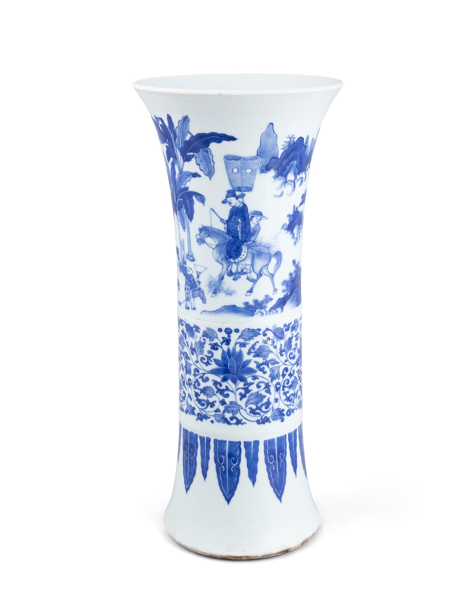 A BLUE AND WHITE 'FIGURE' BEAKER VASE 中国 康熙风格青 (1 of 5)