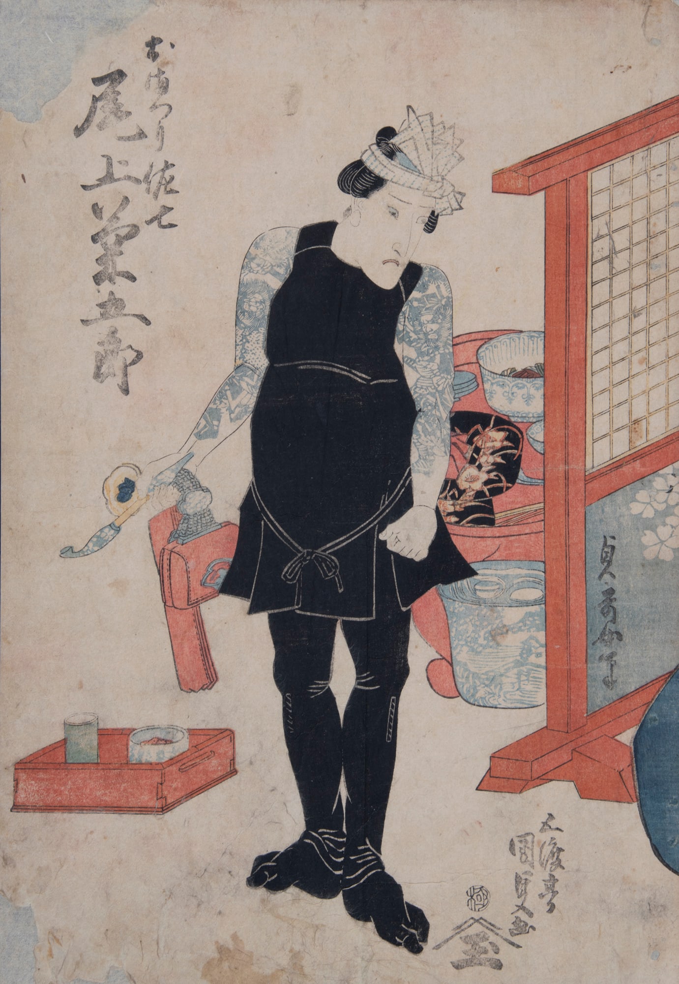 UTAGAWA KUNISADA actor Onoe Kikugorō is playing the role of Omatsuri Sashichi: UTAGAWA KUNISADA actor Onoe Kikugorō is playing the role of Omatsuri Sashichi Size.36.1x24.3cm