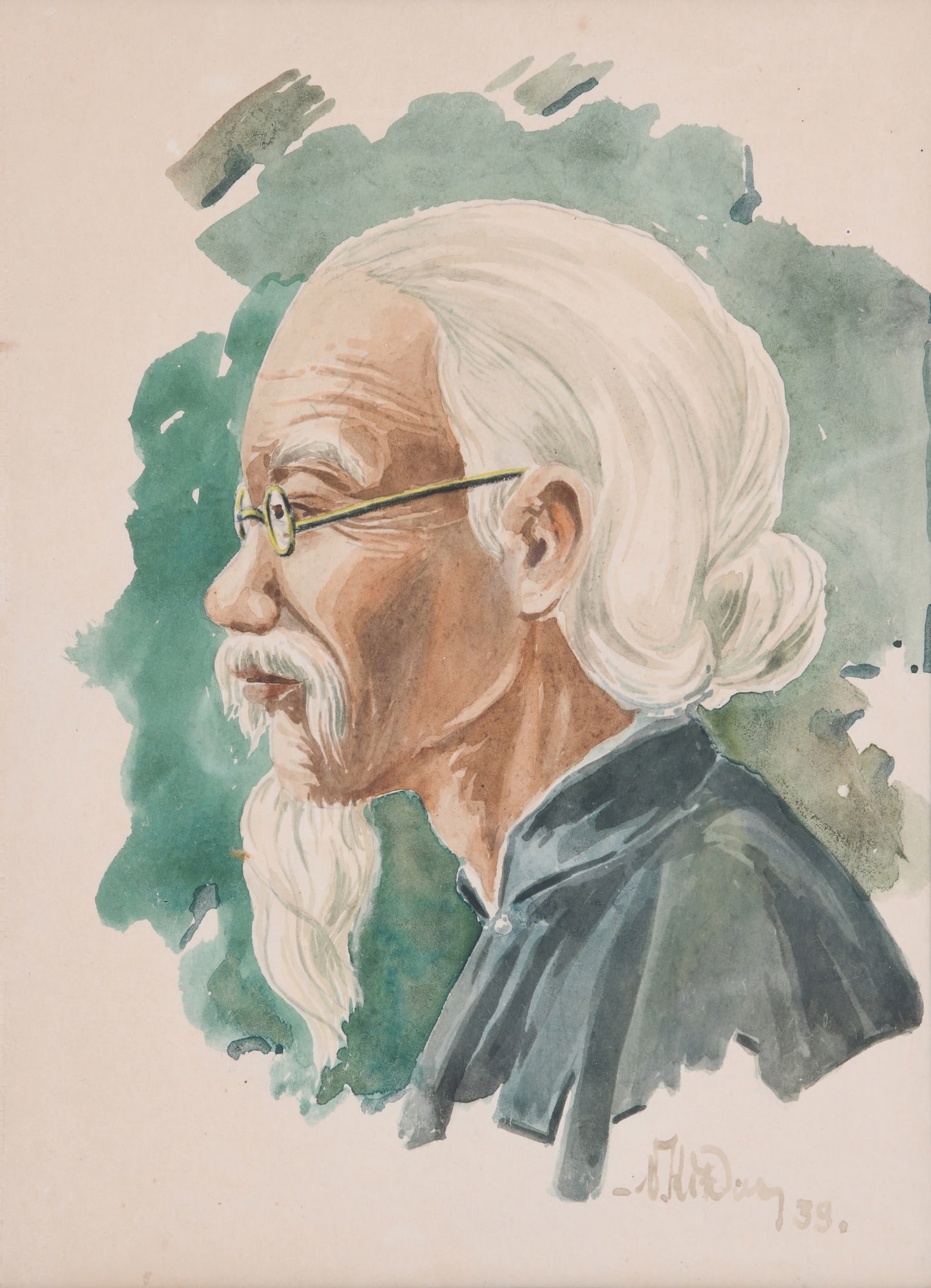 VIETNAMESE SCHOOL, 20TH CENTURY Portrait of an Old Man, 1939 Watercolour on paper, 26.6 x 19.5cm (1 of 1)