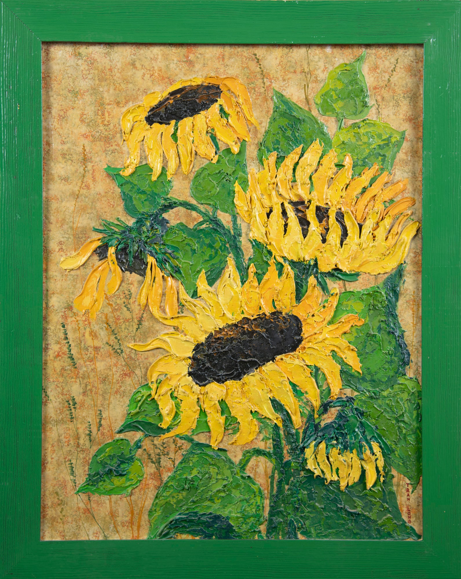 TRAN LONG (born in 1935 France) Sunflower Oil painting, signed on lower right Size.64x49cm: TRAN LONG (born in 1935 France) Sunflower Oil painting, signed on lower right Size.64x49cm