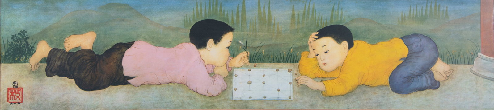 MAI TRUNG THU (1906-1980) Jeu D'Echecs Print, framed Bears a printed signature and a seal in the (1 of 1)