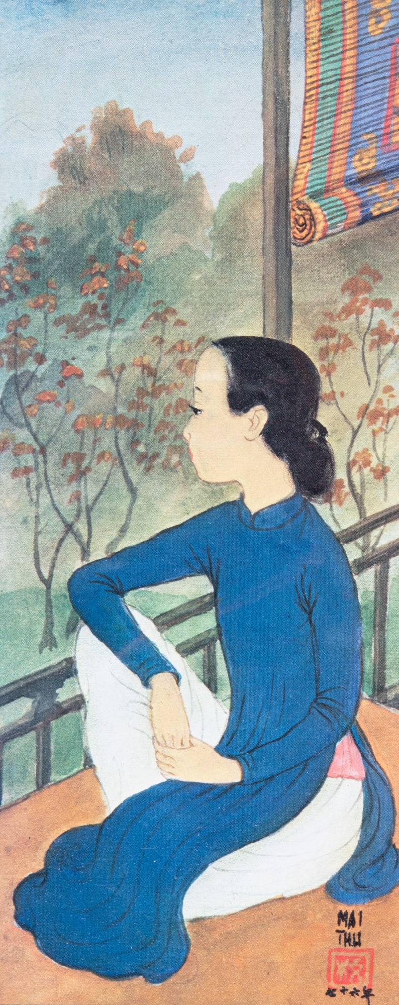 AFTER MAI TRUNG THU (1906–1980) Woman at the window A colour print on paper, framed (1 of 1)