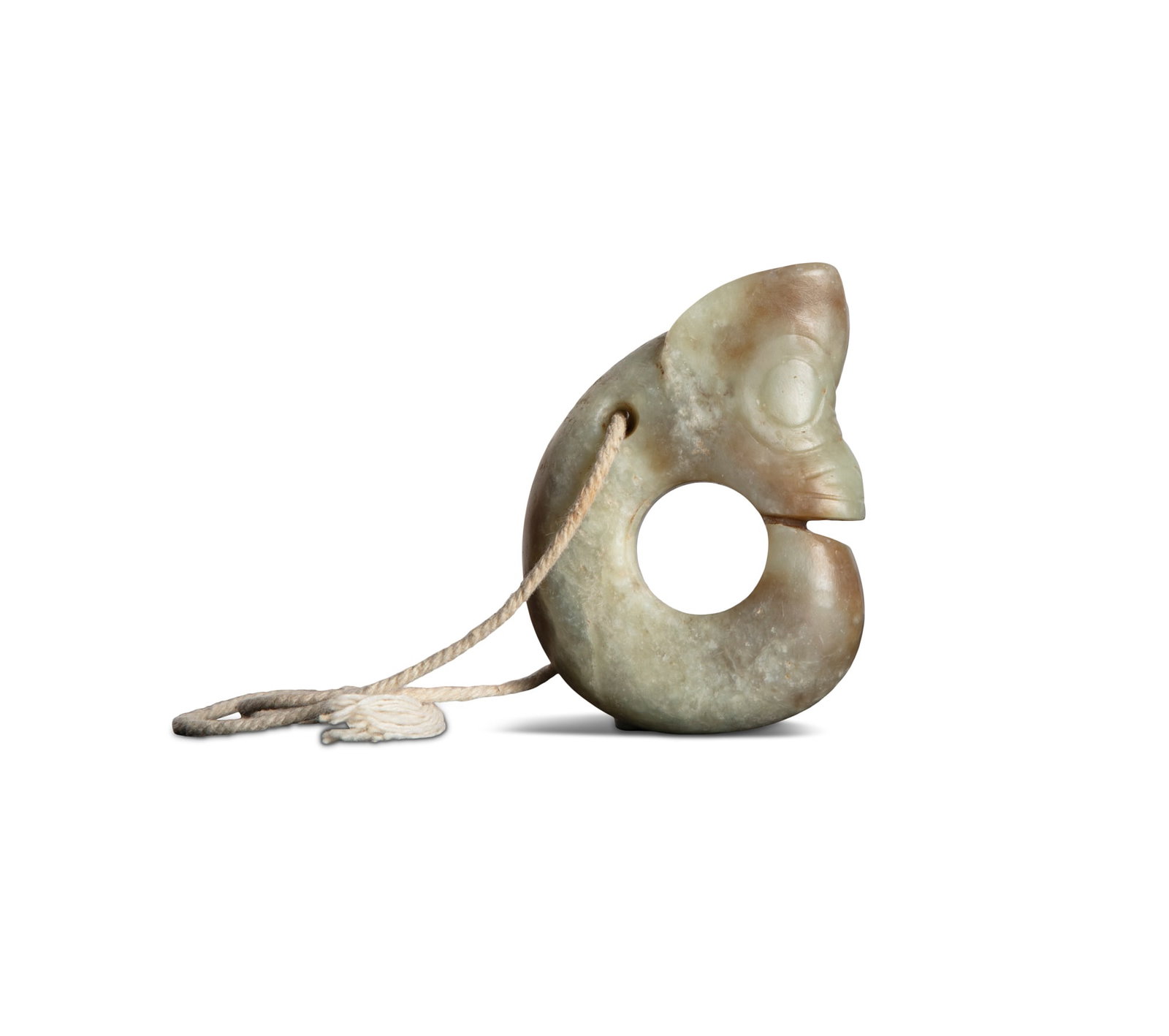 A HONGSHAN STYLE CELADON JADE PIG DRAGON 仿红山文化 青玉&: A HONGSHAN STYLE CELADON JADE PIG DRAGON 仿红山文化 青玉猪龙 China, Hongshan culture style H.7.2cm ***PLEASE NOTE: THIS LOT IS NOT ON VIEW IN IREL