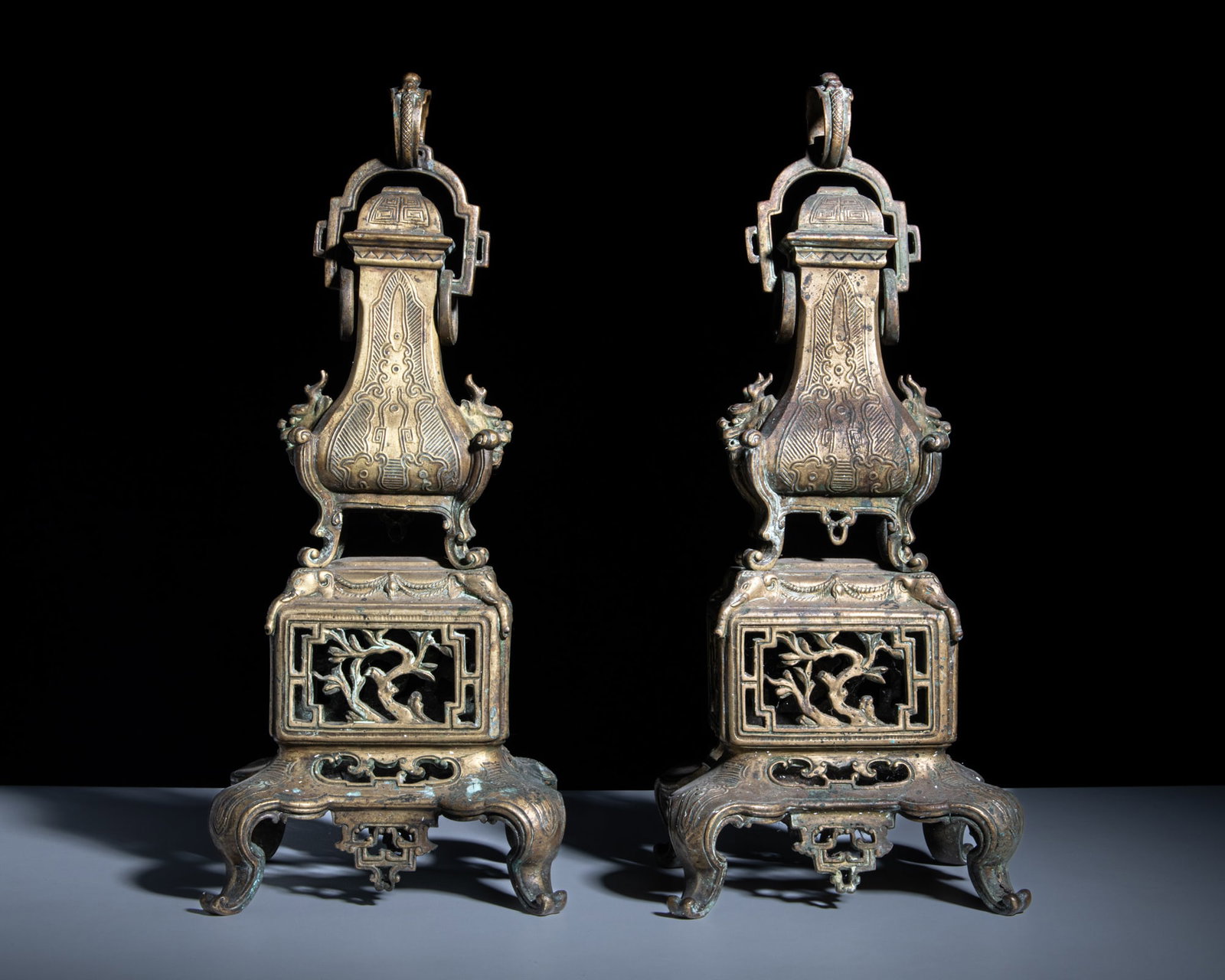 A PAIR OF CHINESE STYLE BRONZE VASES France, late 19th century H.45cm (1 of 2)