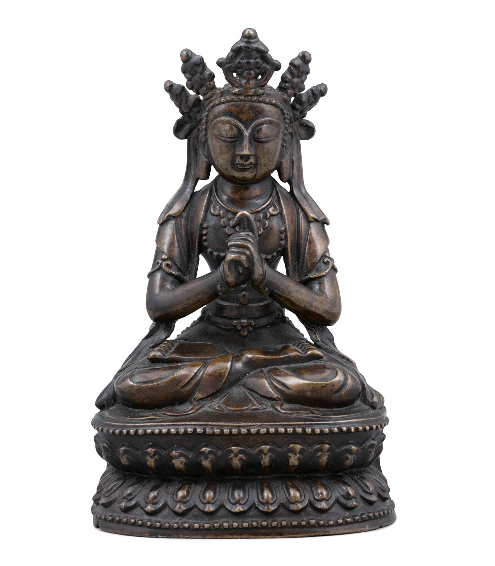 A BRONZE SCULPTURE OF THE BUDDHA AMITAYUS CHINA, 18TH CENTURY STYLE Heavy casted, depicting the (1 of 6)