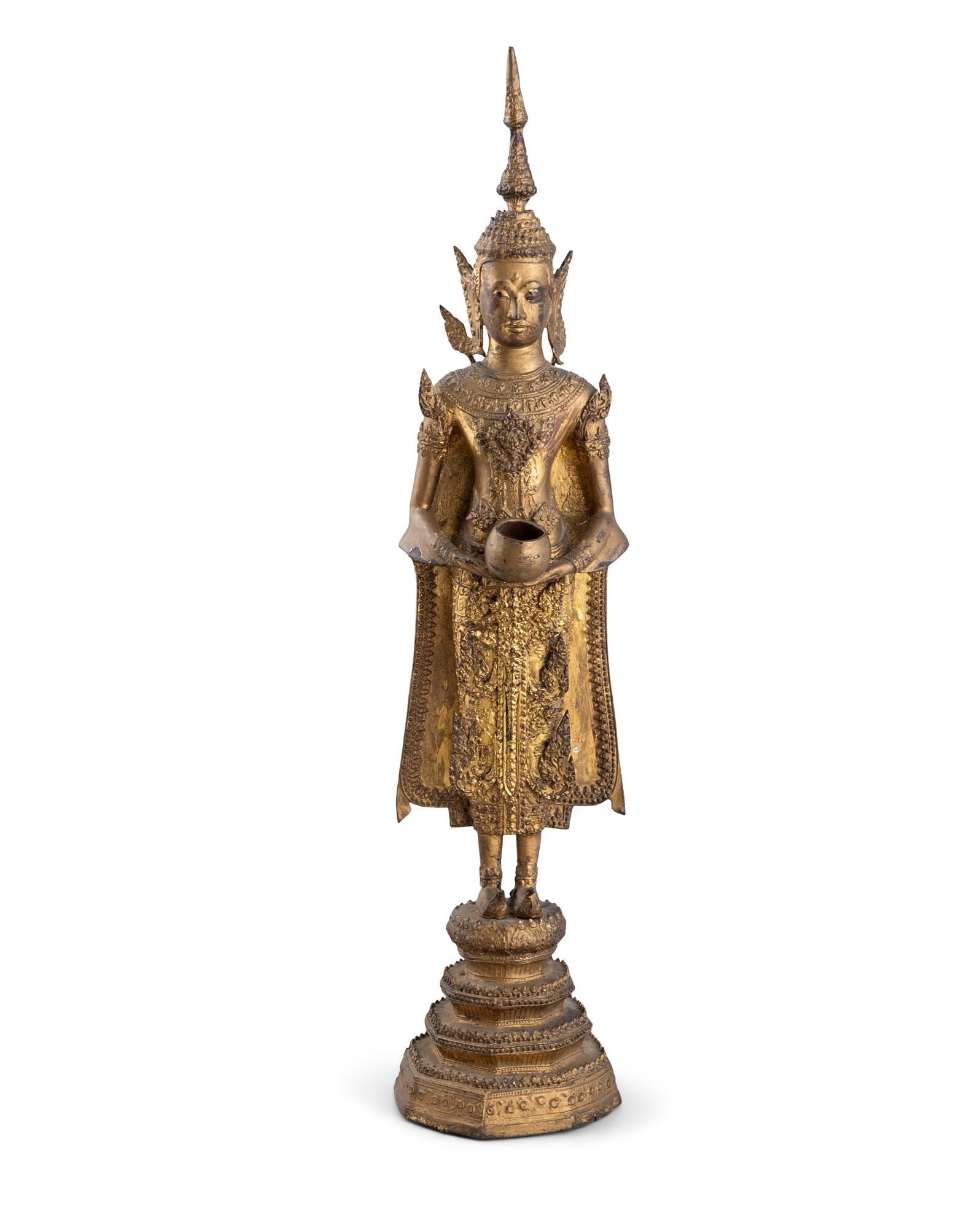 A GILT-BRONZE FIGURE OF STANDING BUDDHA Thailand, Rattanakosin style, 20th century depicted (1 of 4)