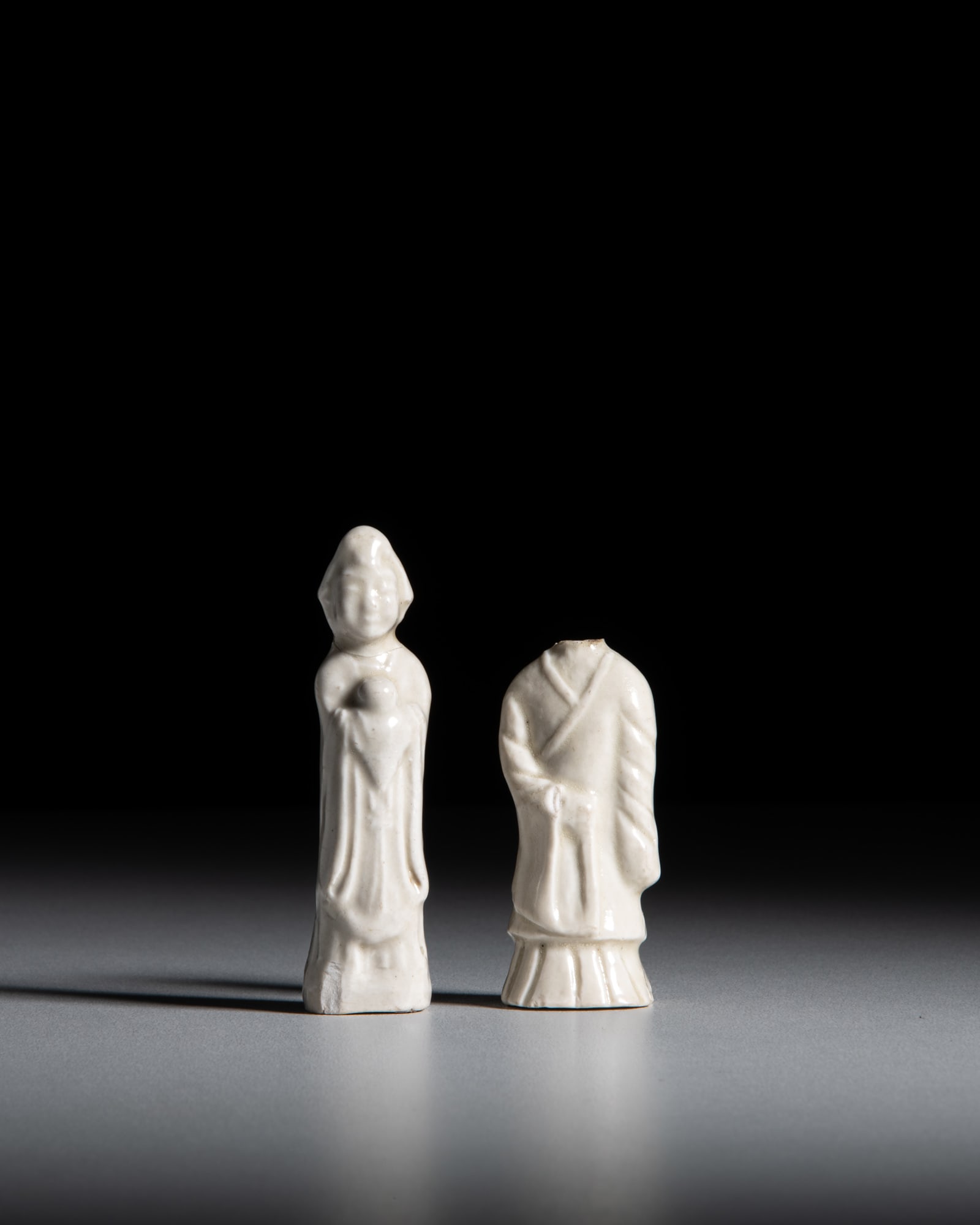 TWO DINGWARE FIGURES 宋代 定窑人物两件 China, (1 of 2)
