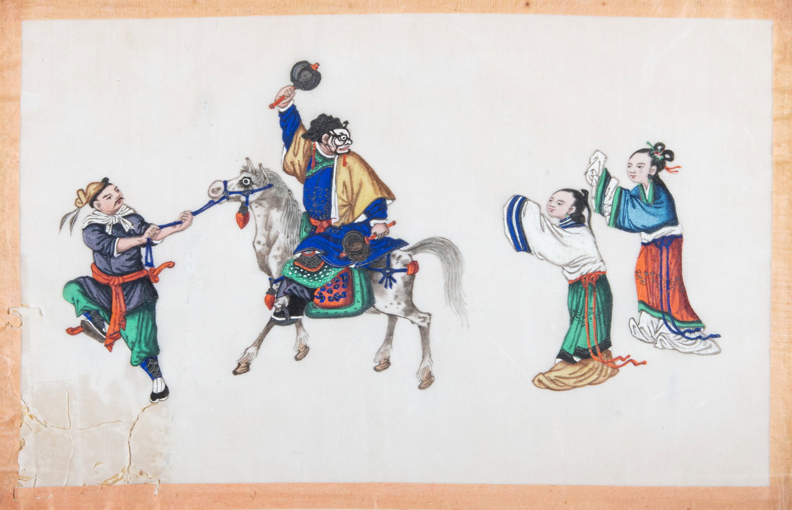 TWO RICE PAPER PAINTINGS OF OPERA SCENE China, Canton, late 19th century Framed: TWO RICE PAPER PAINTINGS OF OPERA SCENE China, Canton, late 19th century Framed Size.(picture)20x32cm
