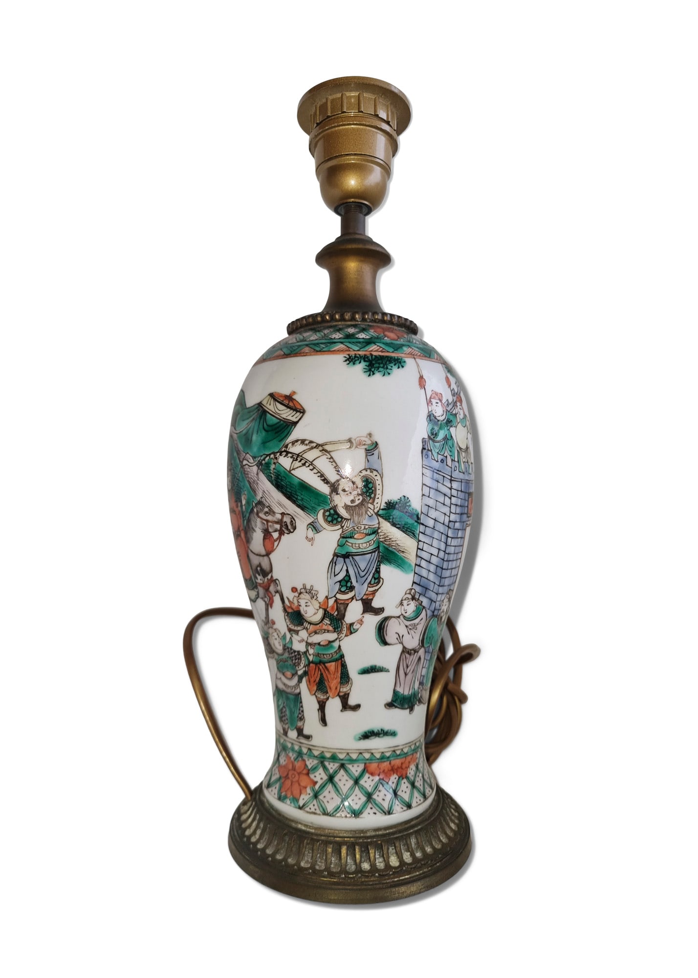 A FAMILLE VERTE ‘WARRIORS’ BALUSTER VASE China, late 19th century H.37.2cm ***PLEASE: A FAMILLE VERTE ‘WARRIORS’ BALUSTER VASE China, late 19th century H.37.2cm ***PLEASE NOTE: THIS LOT IS NOT ON VIEW IN IRELAND. POST-SALE COLLECTION IS TO BE ARRANGED BY THE BUYER FROM OUR