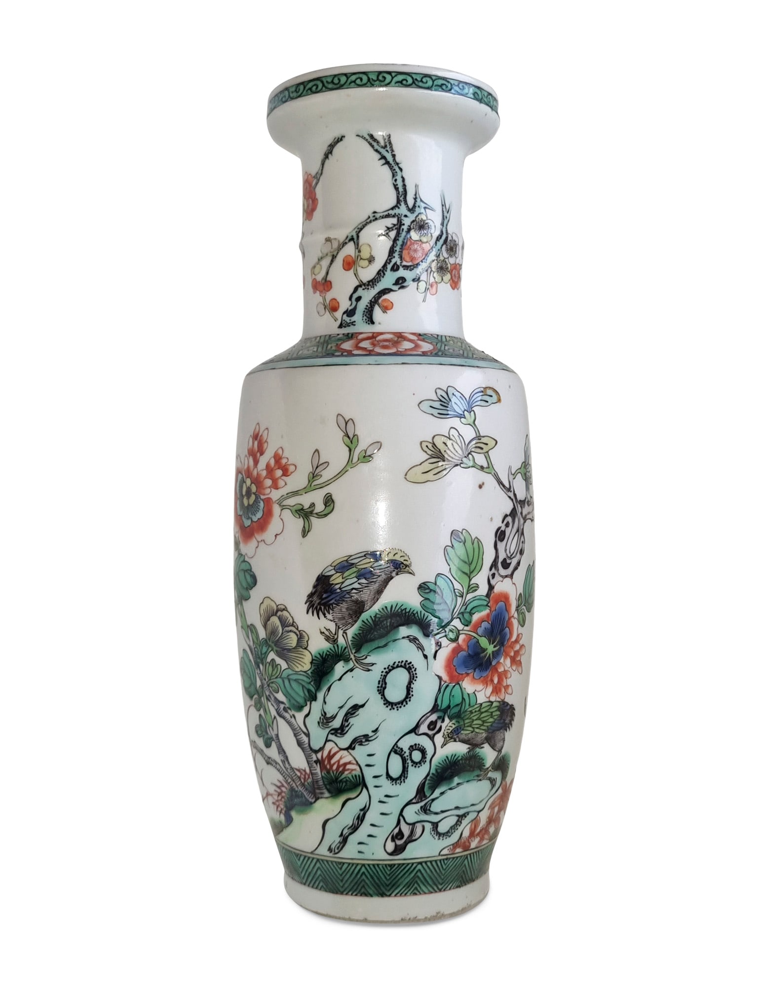 FAMILLE VERTE ENAMELLED PORCELAIN BALUSTER VASE China, early 20th century H.30cm ***PLEASE NOTE: (1 of 6)