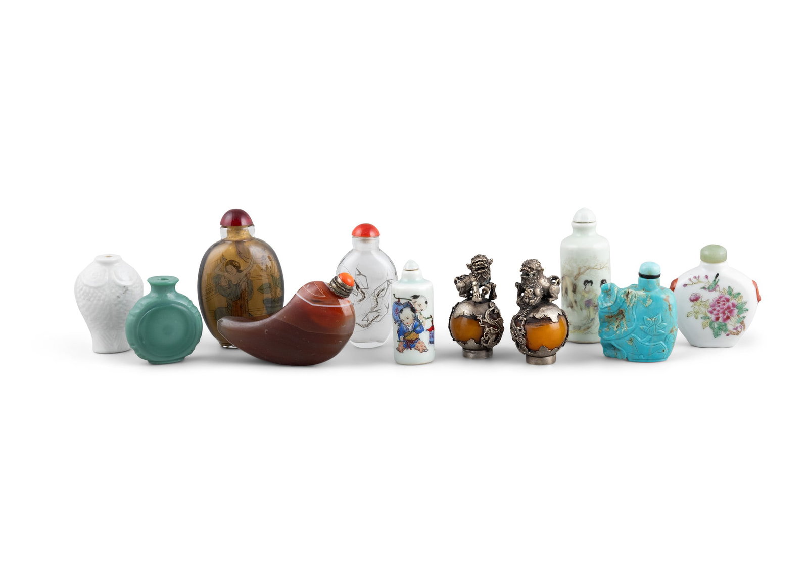 A COLLECTION OF ELEVEN SNUFF BOTTELS China, second half of 20th century H.5.1-9.3cm (1 of 8)