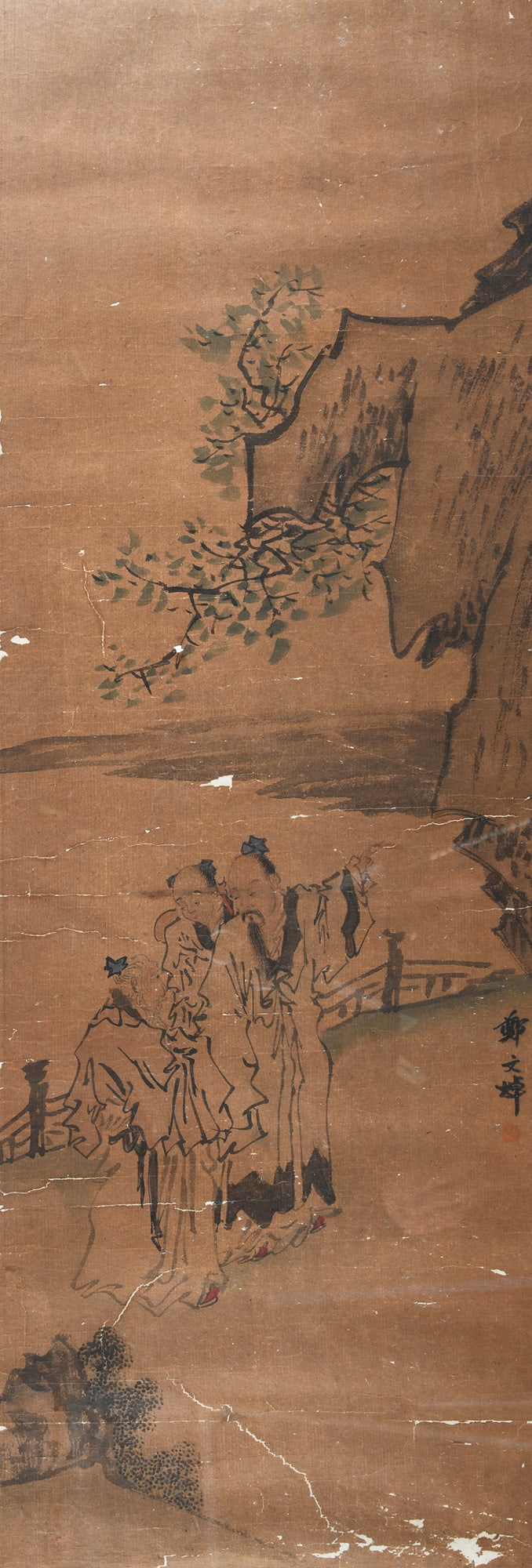 ZHENG WENZHUO (1856-1918) Ascending Heights on Double Ninth Festival Ink and Colour on paper (1 of 2)
