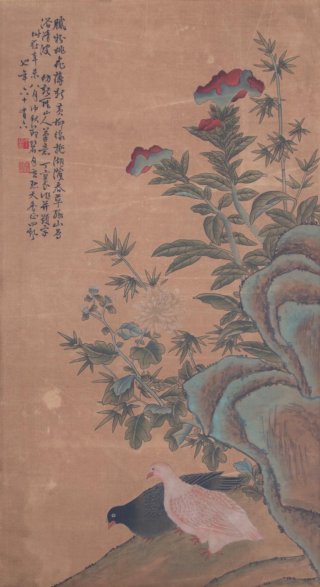 DING BAOSHU (1866-1936) 丁宝书 绢本设色 花鸟 (1 of 2)