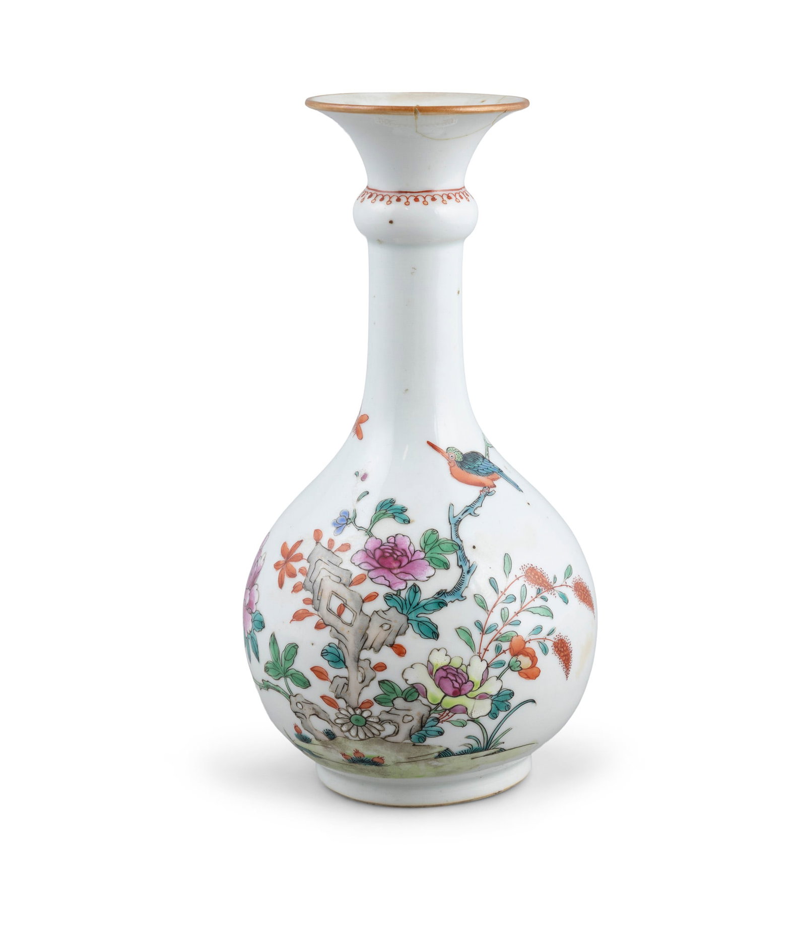 A FAMILLE ROSE 'BRID AND FLOWER' PORCELAIN VASE 清代 粉彩花鸟 (1 of 5)