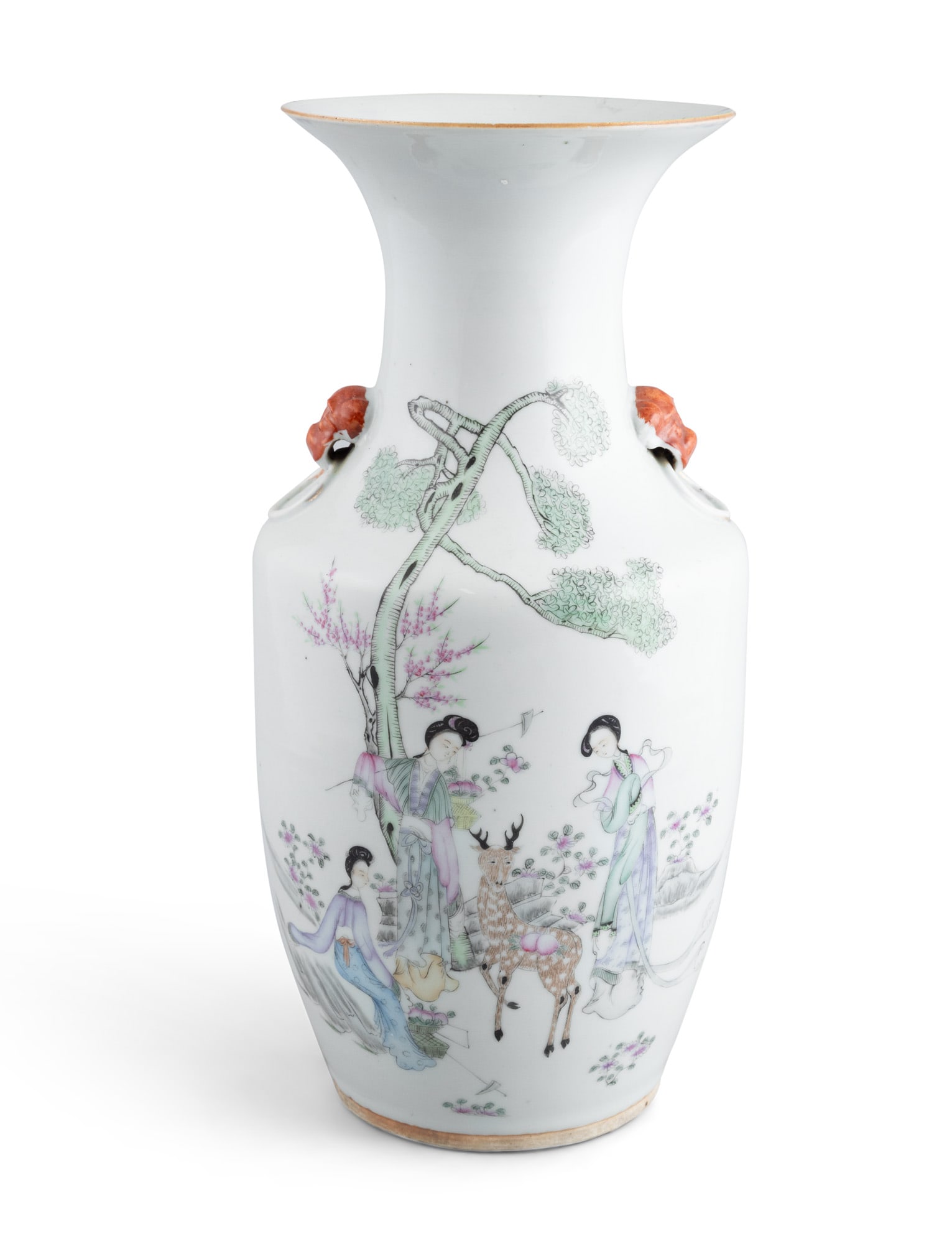 A QIANJIANGCAI GLAZED 'LADIES IN THE GARDEN' VASE China, Republique period H.42cm (1 of 6)