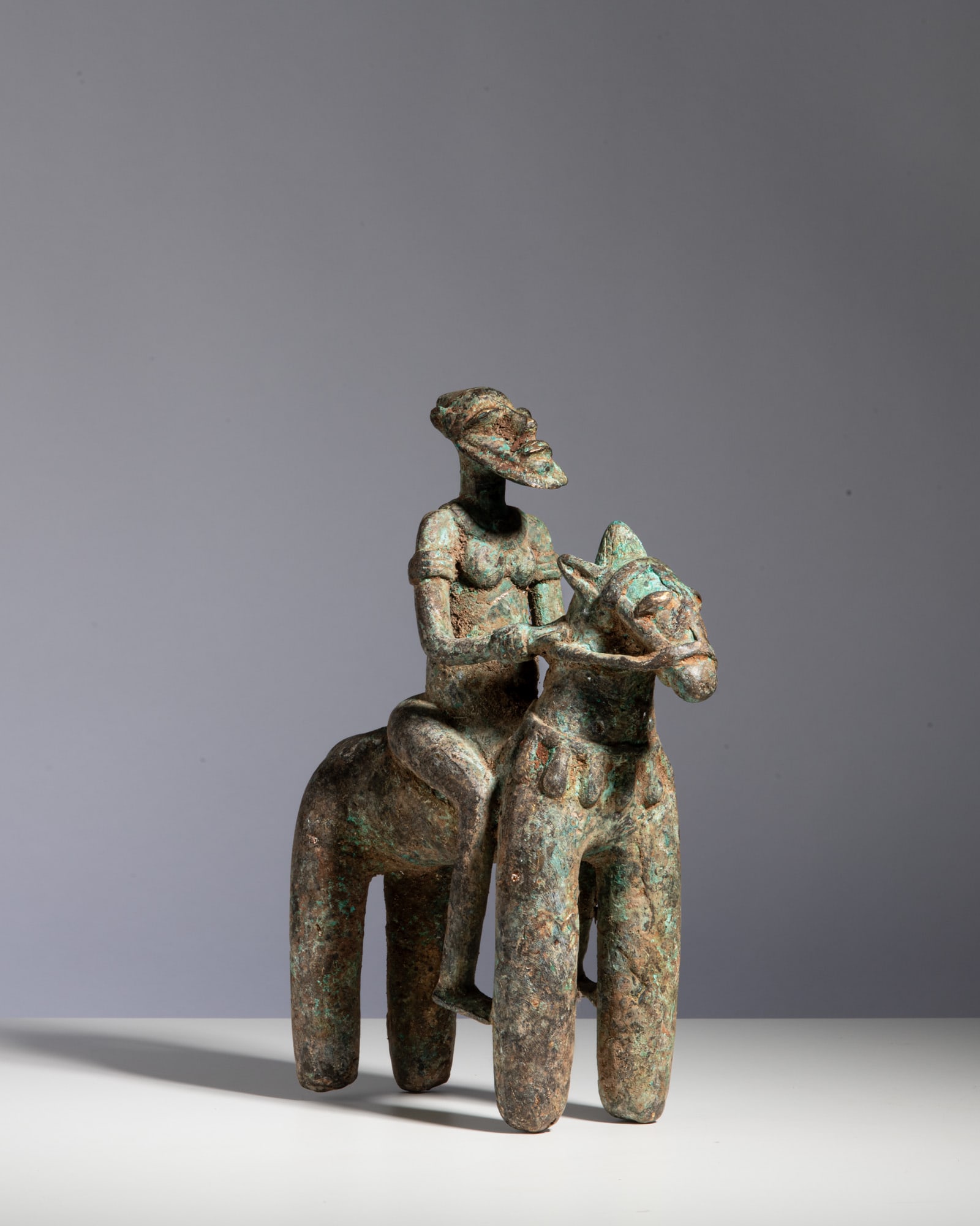 A DJENNÉ STYLE BRONZE EQUESTRIAN FIGURE Mali or Niger Bronze Cast using the lost-wax (1 of 3)