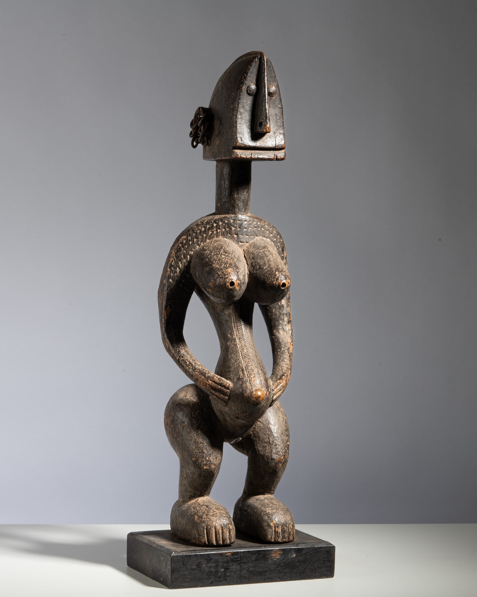 A BAMANA STANDING FEMALE FIGURE Mali Wood This powerful and highly stylized ancestral female (1 of 3)