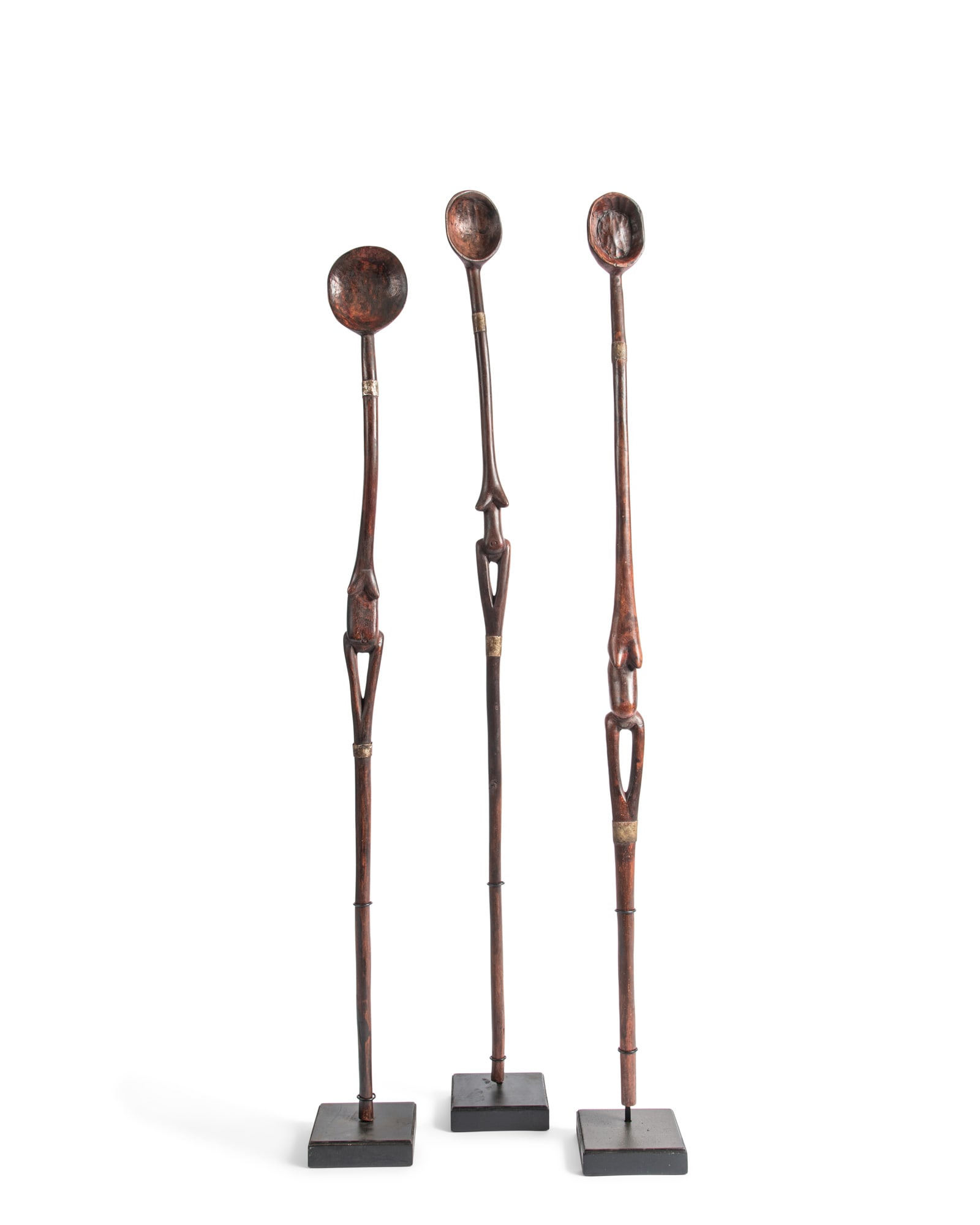 A GROUP OF THREE MONUMENTAL RITUAL SPOONS (MKO) Tanzania / Zaramo or Luguru People Hardwood and (1 of 6)