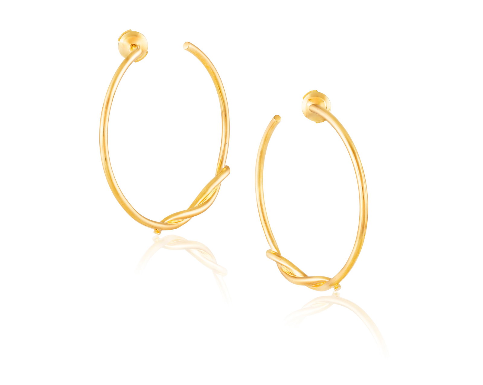 CARTIER: A PAIR OF GOLD EARRINGS Each designed as a large hoop, the lower half with a slender (1 of 9)