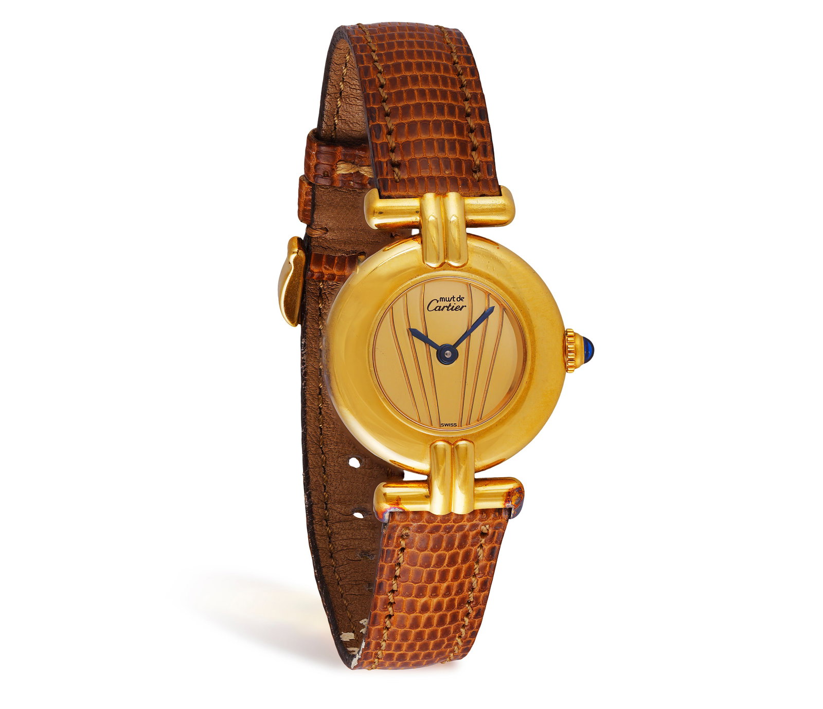 CARTIER: A LADY'S GOLD PLATED 'RIVOLI' WATCH, CIRCA 1990 7-jewel Cal-90 quartz movement, the (1 of 3)