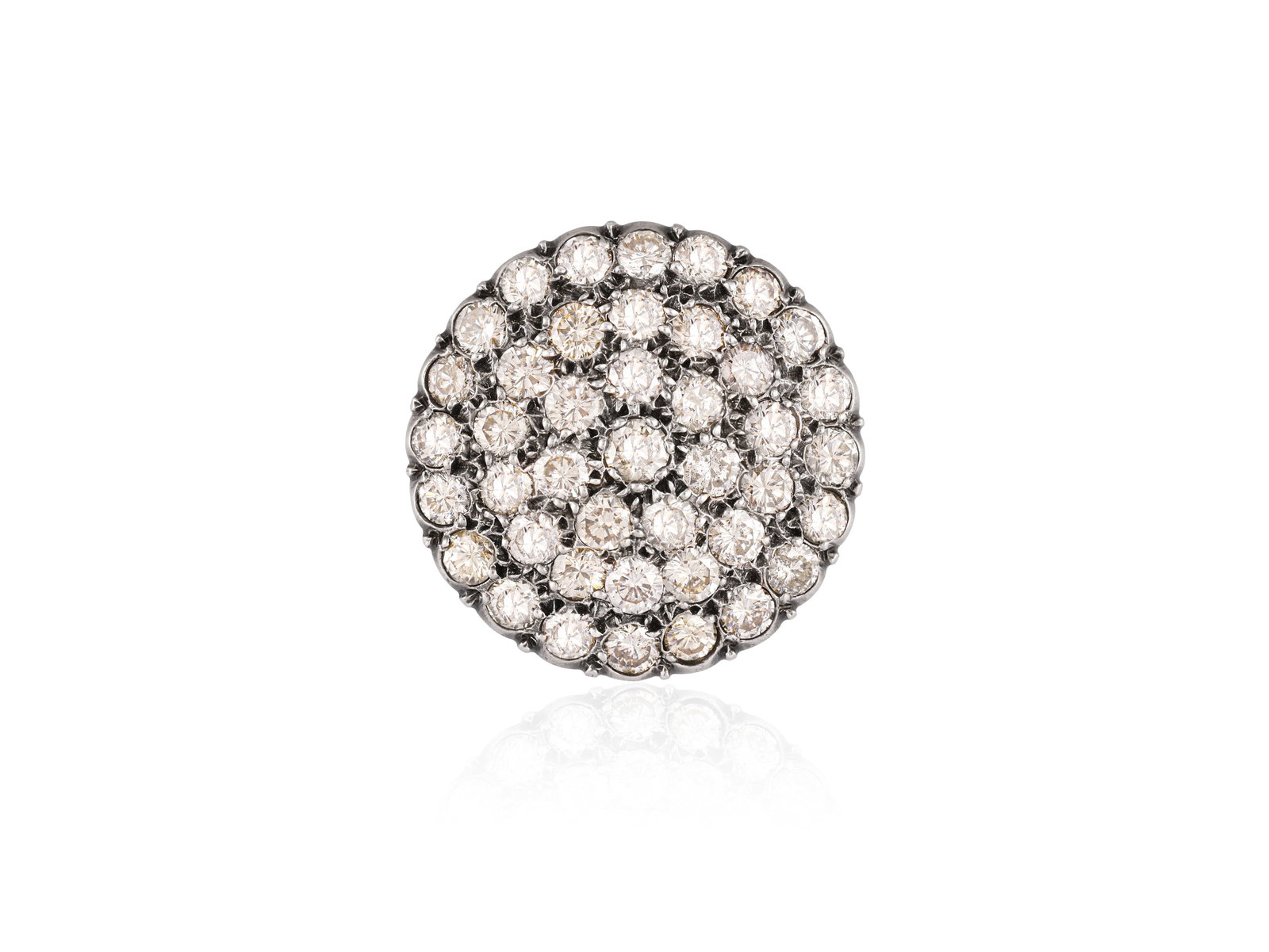 A DIAMOND DRESS RING Of circular bombé design, set with brilliant-cut diamonds throughout, the (1 of 4)