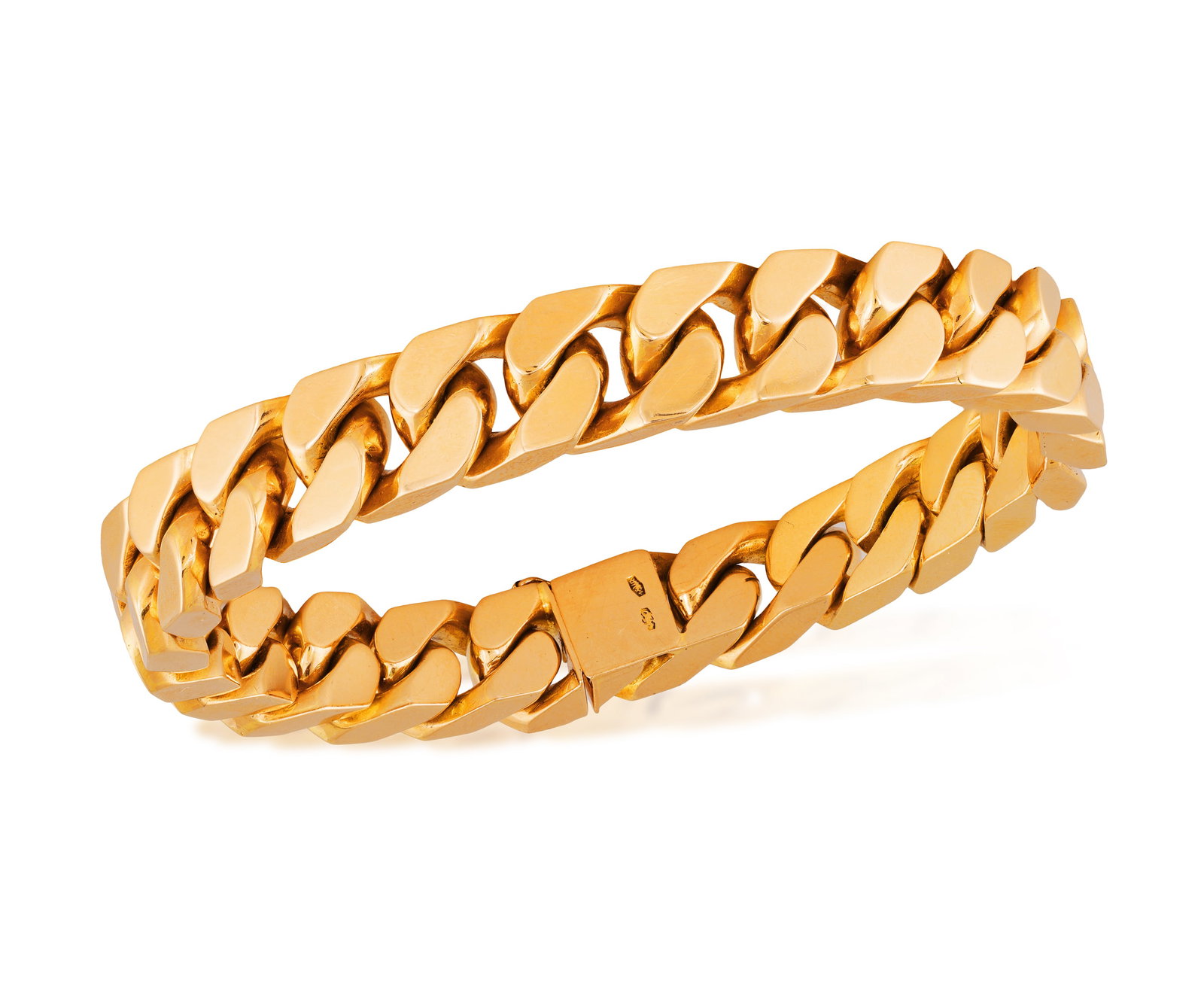CARLO WEINGRILL: A RETRO GOLD BRACELET, CIRCA 1955 Of gourmette curb-link design, in 18K rose gold, (1 of 5)
