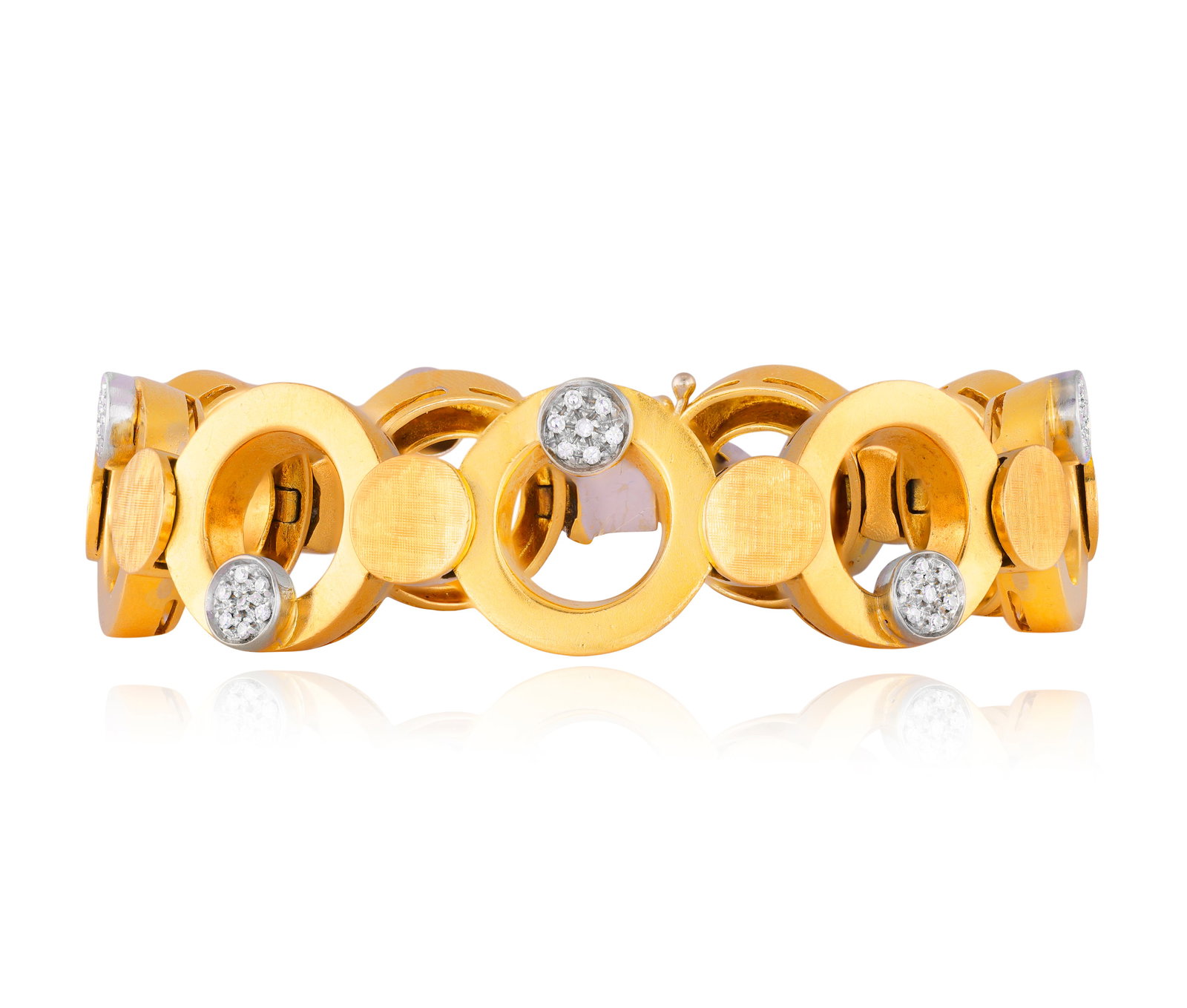 A RETRO DIAMOND GOLD BRACELET, ITALIAN, CIRCA 1965 The articulated bracelet, composed of a series (1 of 4)