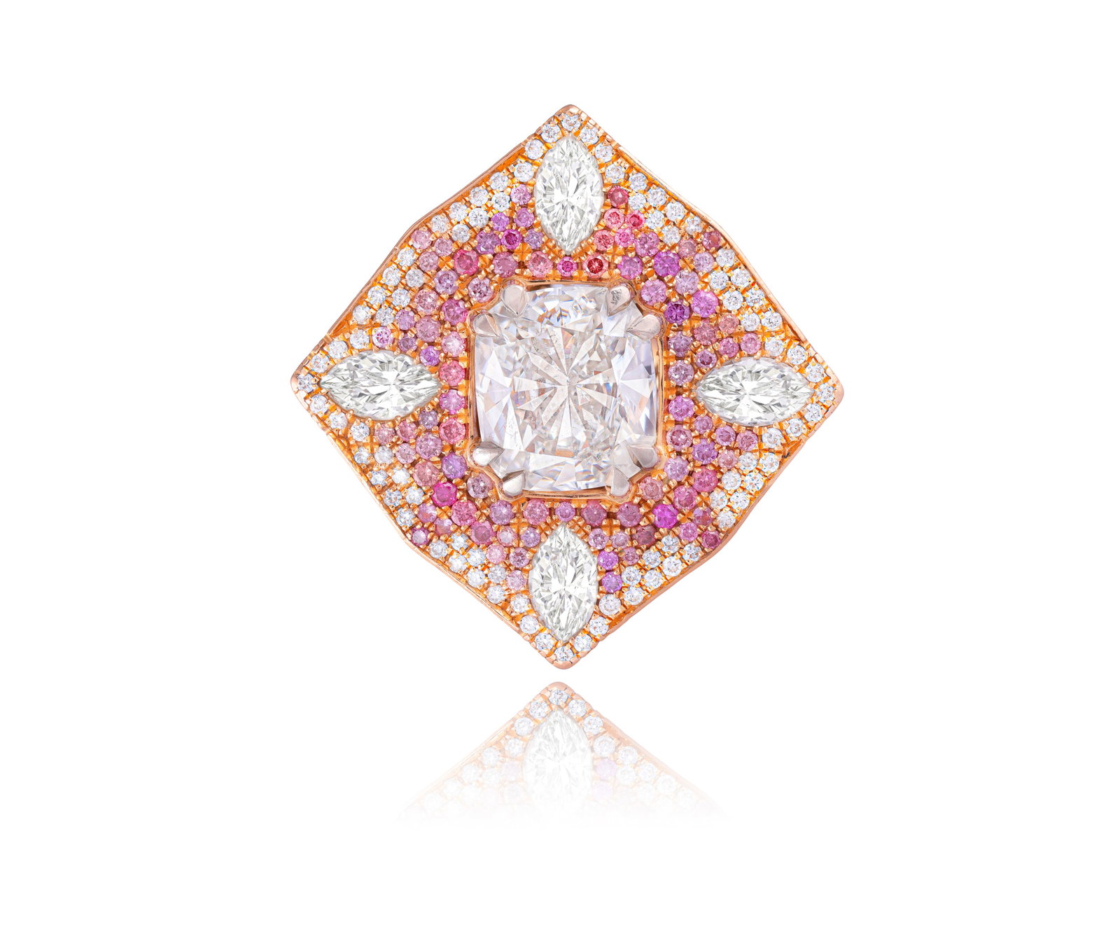 A DIAMOND AND PINK SAPPHIRE DRESS RING Mount commissioned with Nigel O'Reilly - 'La Silla (1 of 11)
