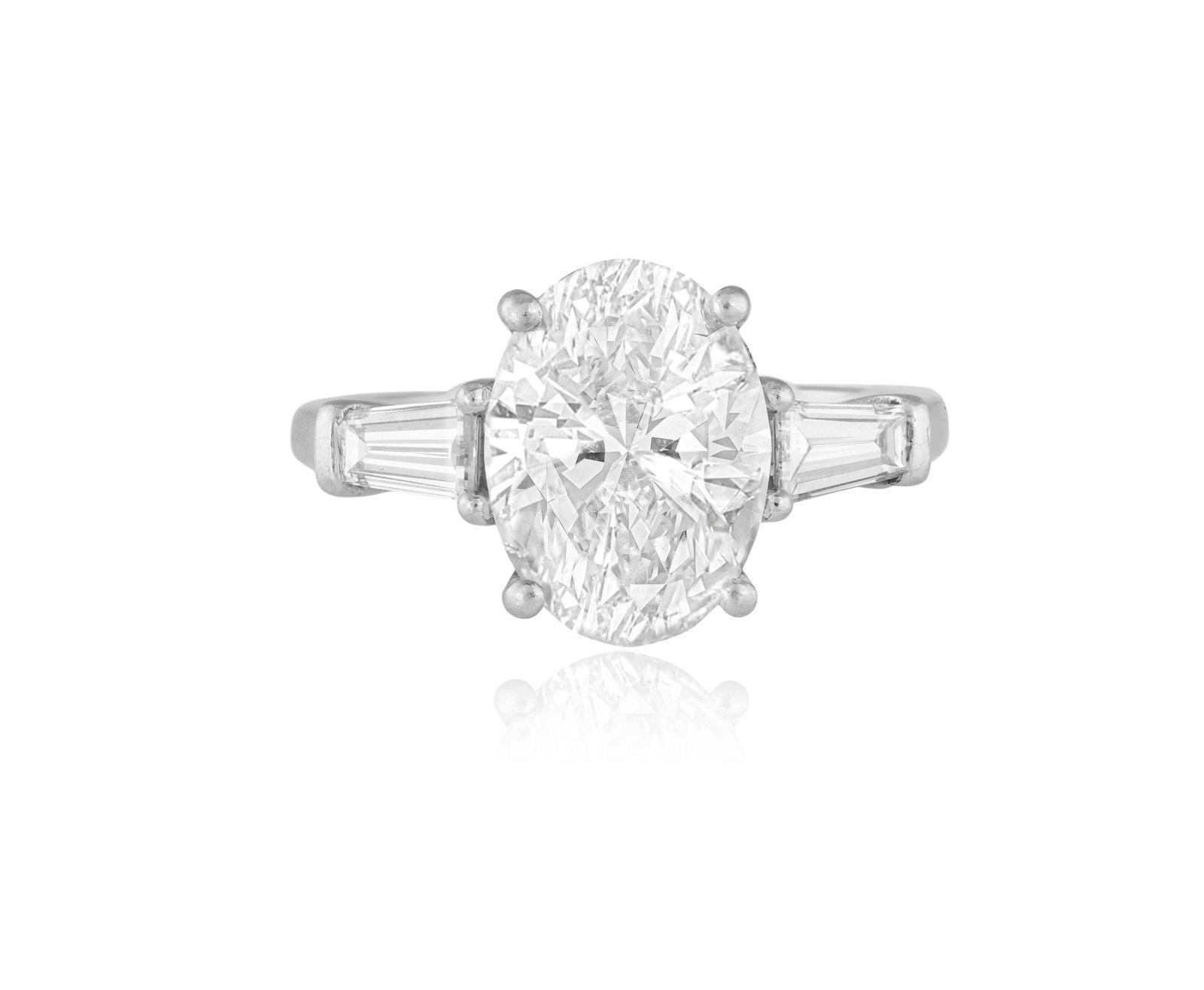 A DIAMOND SINGLE-STONE RING The oval-shaped diamond weighing 3.01cts within a four-claw setting and (1 of 5)