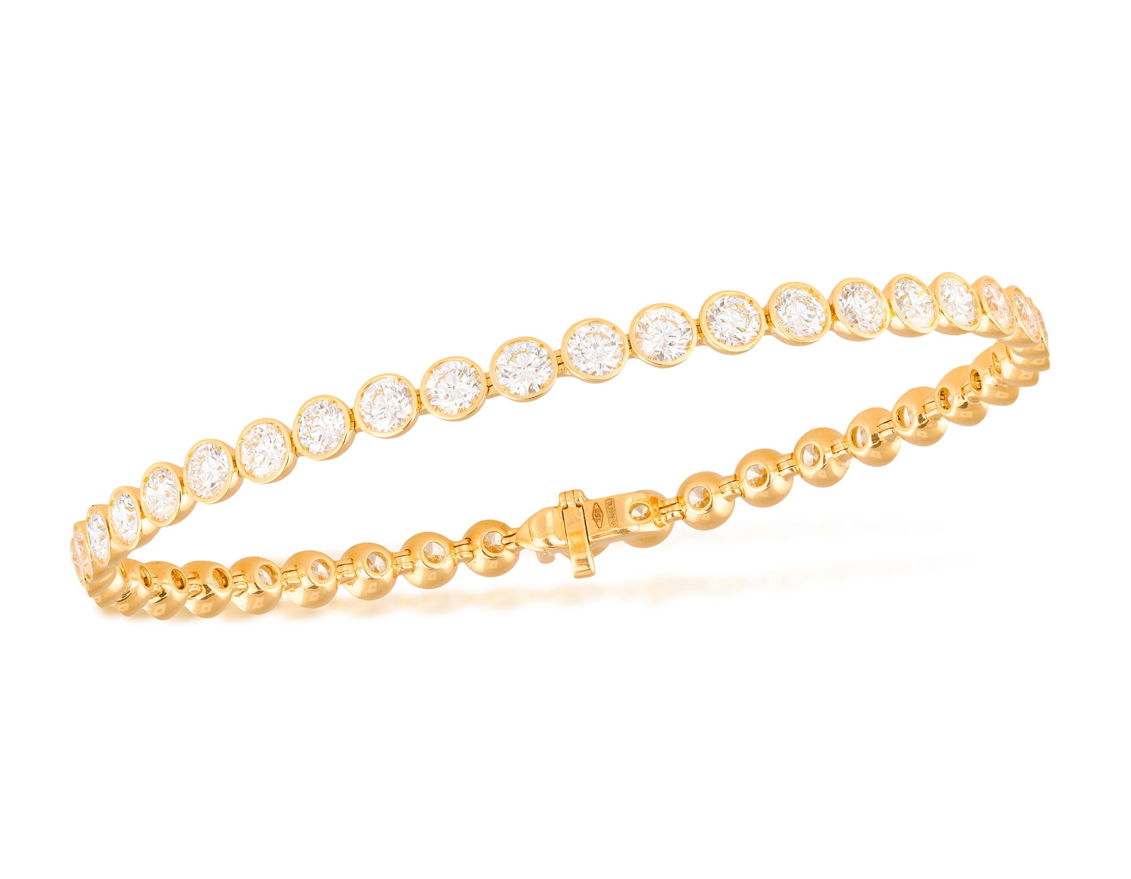 A DIAMOND LINE BRACELET Composed of a continuous row of collet-set brilliant-cut diamonds weighing (1 of 4)