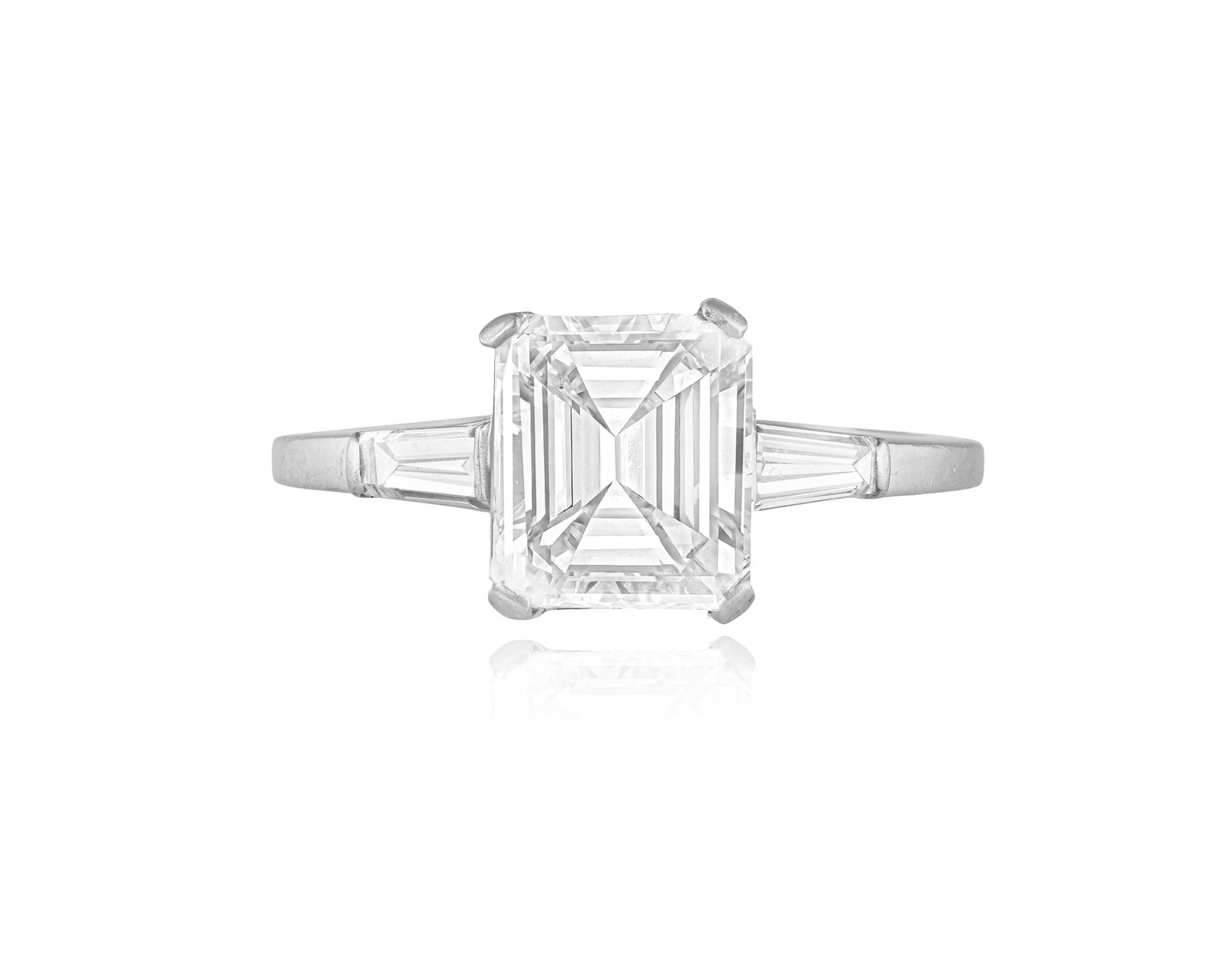 BULGARI: A DIAMOND SINGLE-STONE RING The emerald-cut diamond weighing 2.01cts, within a four-claw (1 of 4)