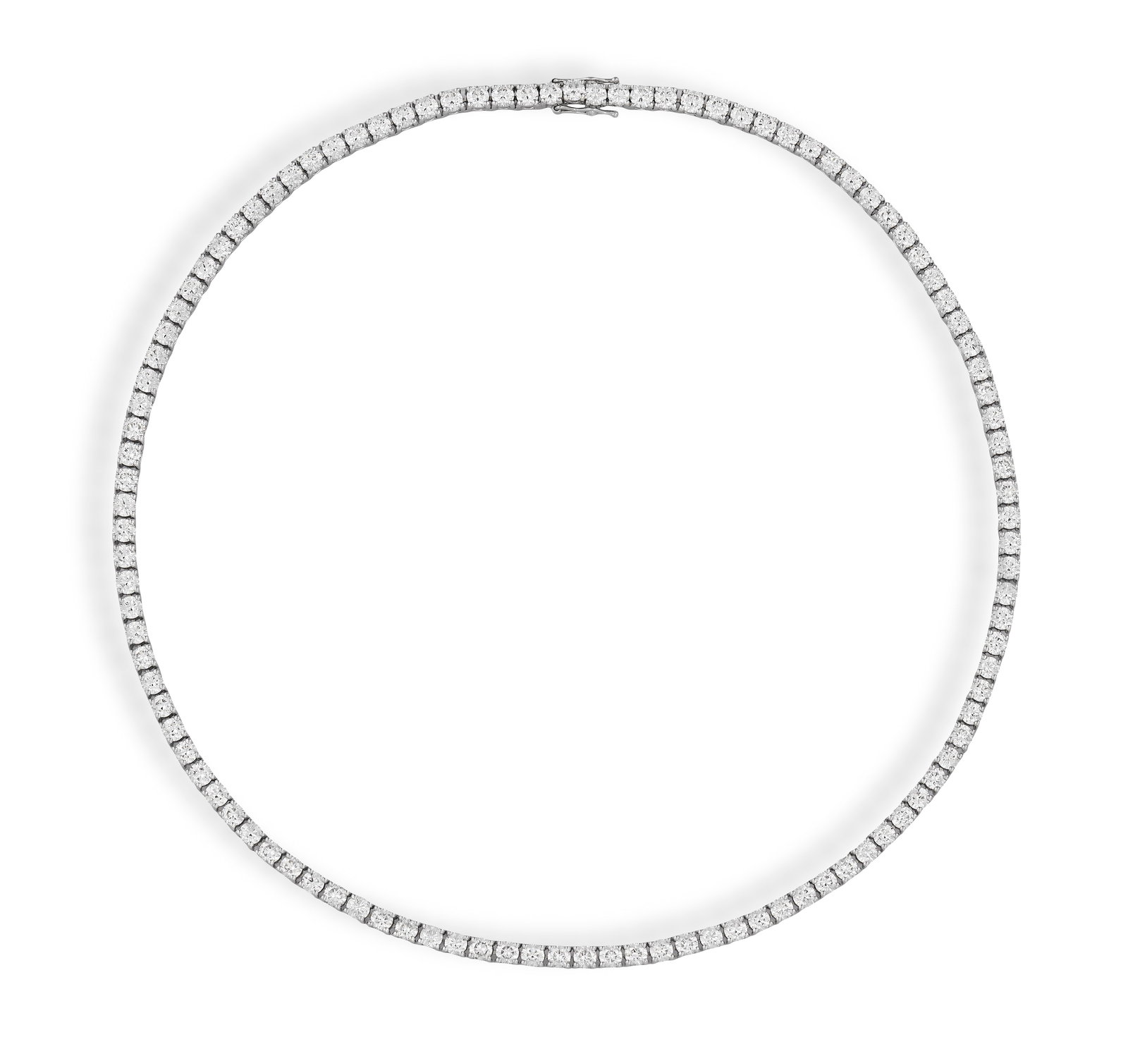 A DIAMOND LINE NECKLACE Composed of a continuous row of brilliant-cut diamonds, mounted in 18K (1 of 3)