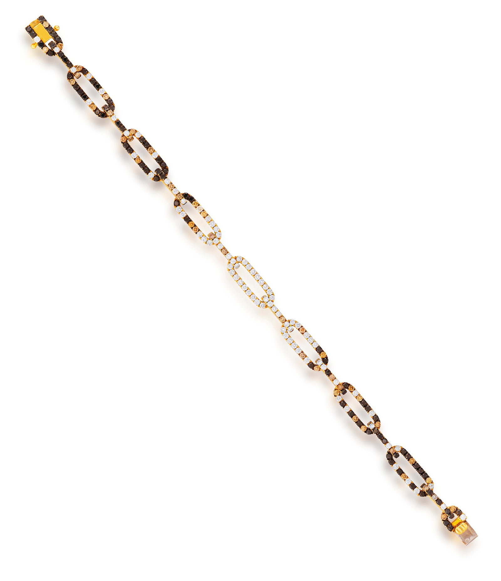 A DIAMOND AND COLOURED DIAMOND BRACELET The fancy-link chain pavé-set with brilliant-cut (1 of 5)