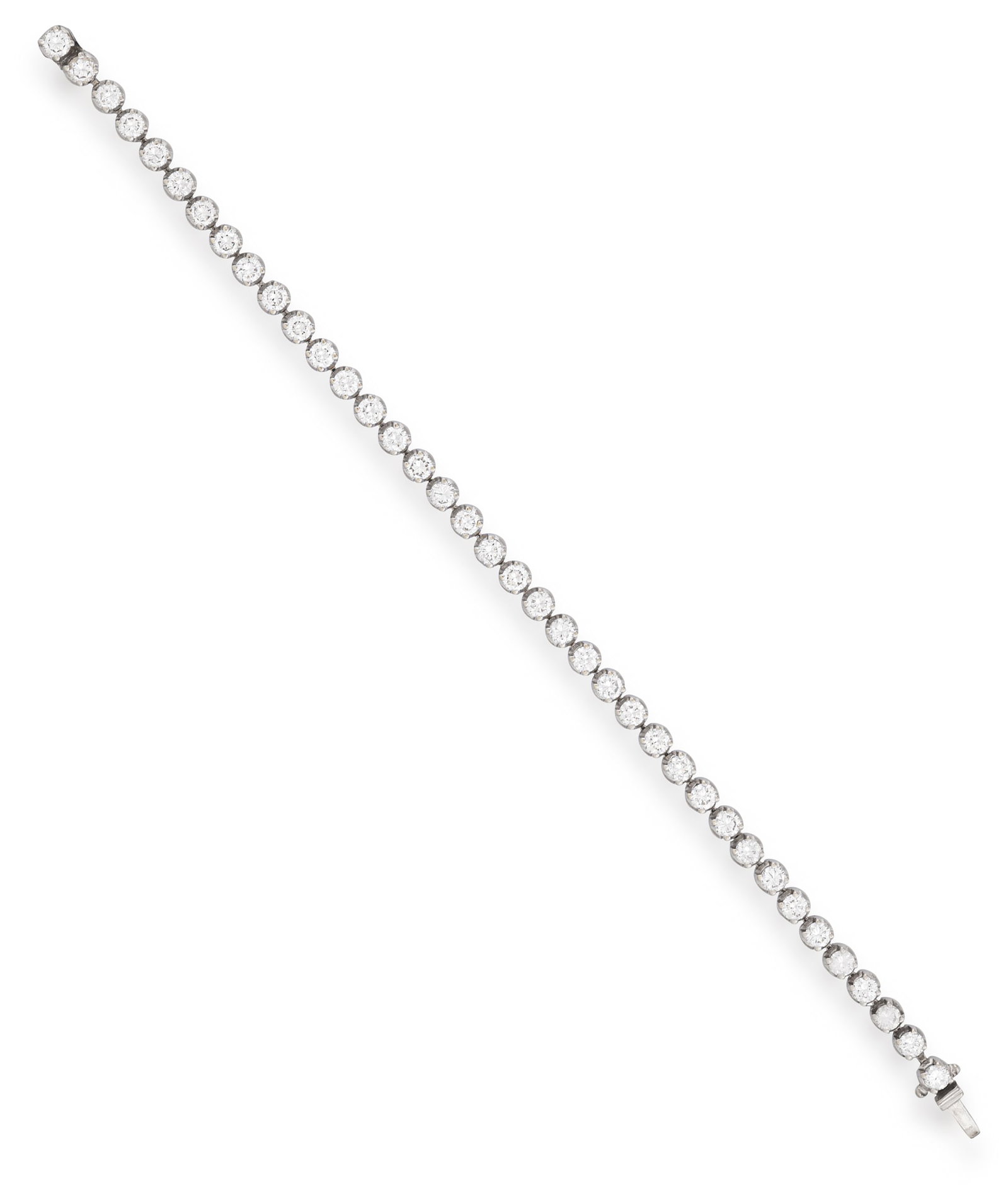 A DIAMOND LINE BRACELET Composed of a continuous row of brilliant-cut diamonds within claw-setting, (1 of 3)