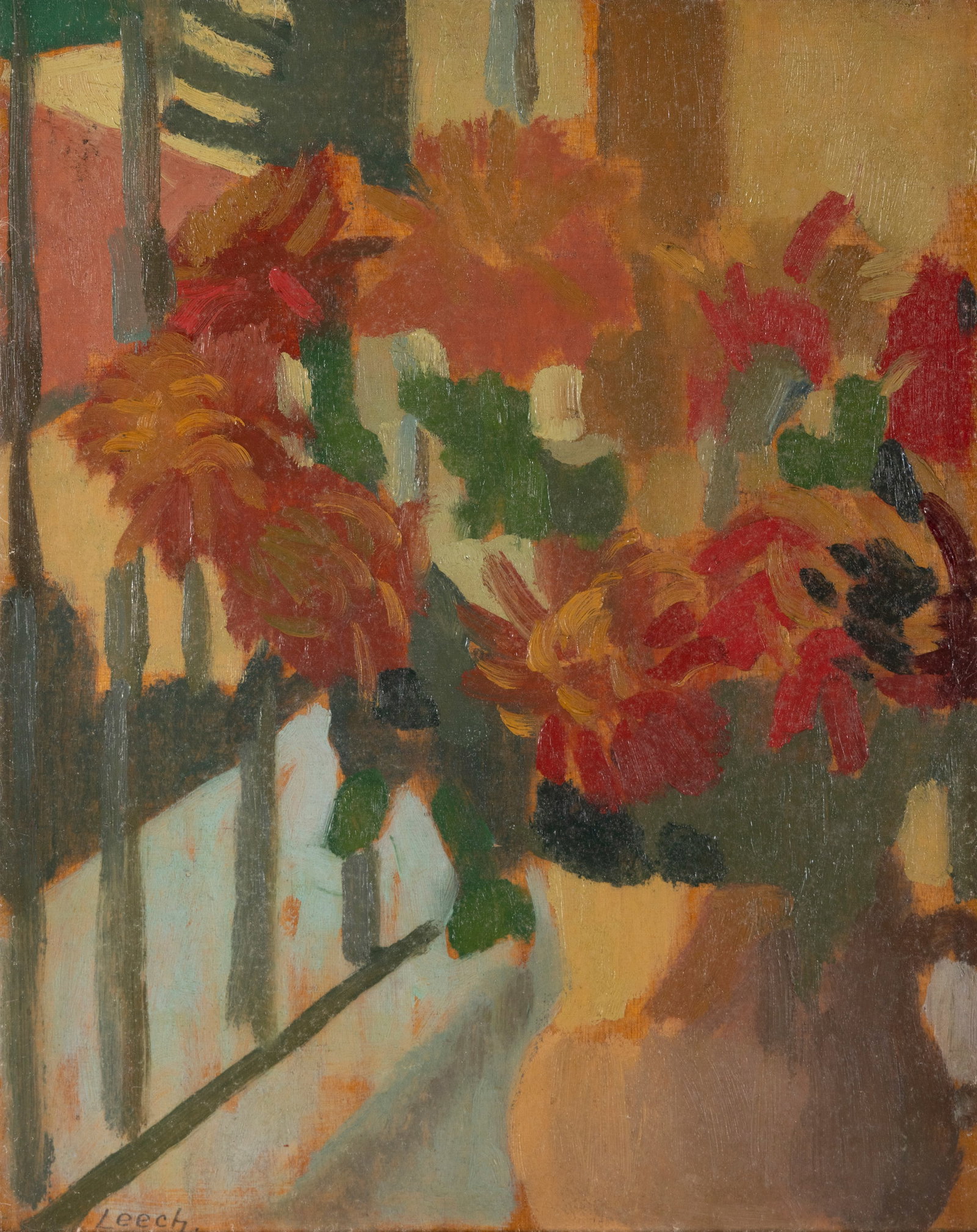 William John Leech RHA ROI (1881-1968) Chrysanthemums Oil on board, 24 x 19cm (9½ x 7½'') (1 of 4)