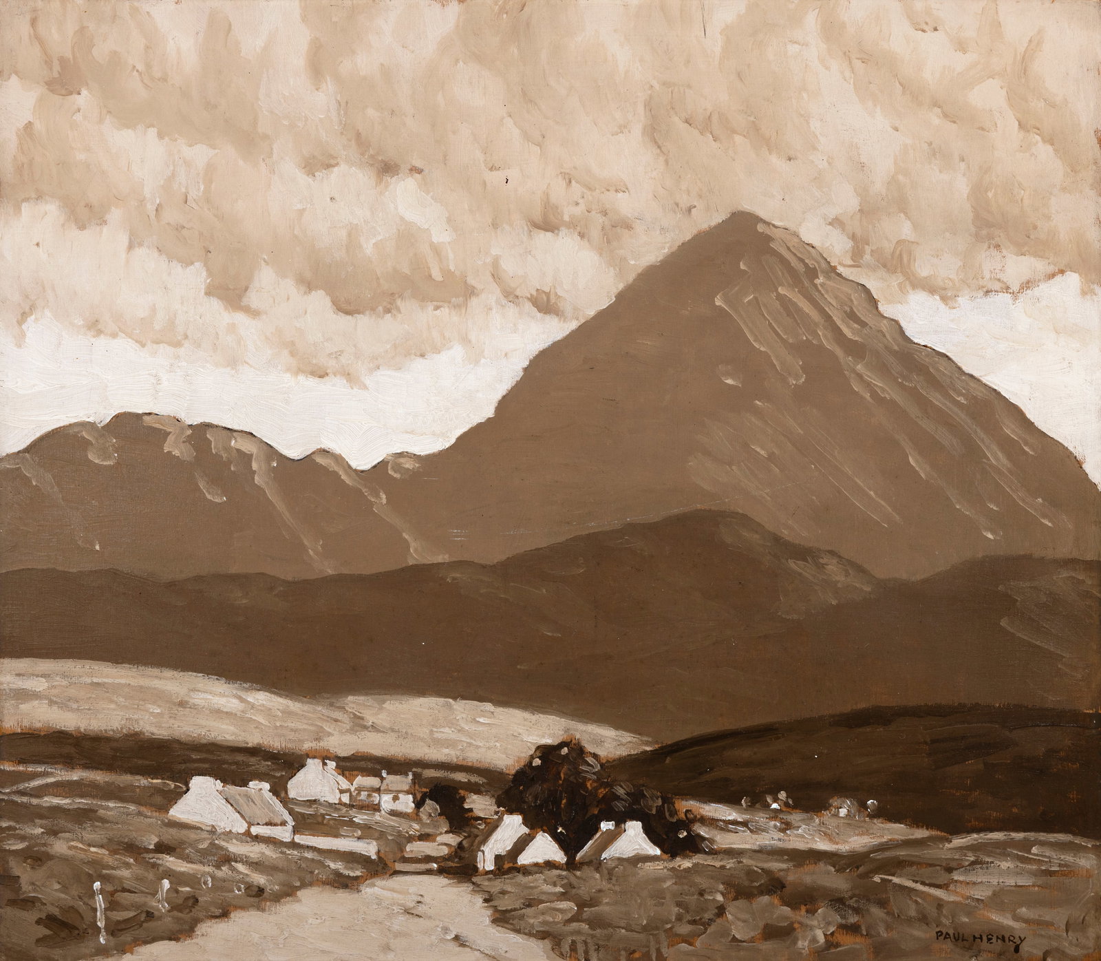 Paul Henry RHA RUA (1877-1958) Errigal, Co. Donegal, (c.1929) Oil on board, 34.5 x 39.5cm, (13½ (1 of 4)