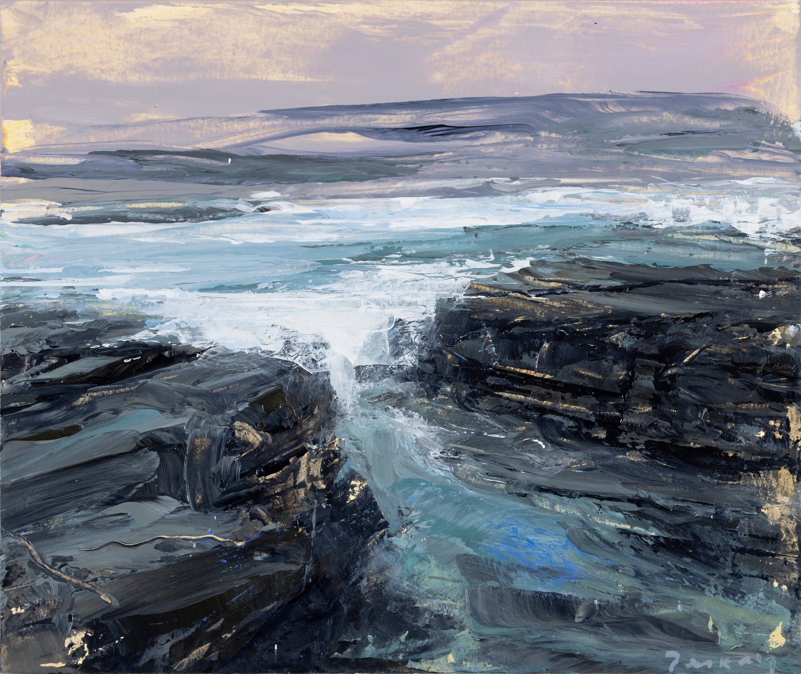 Donald Teskey RHA (b.1965) Coastal Landscape Acrylic on card, 24 x 28cm (9½ x 11) Signed (1 of 4)