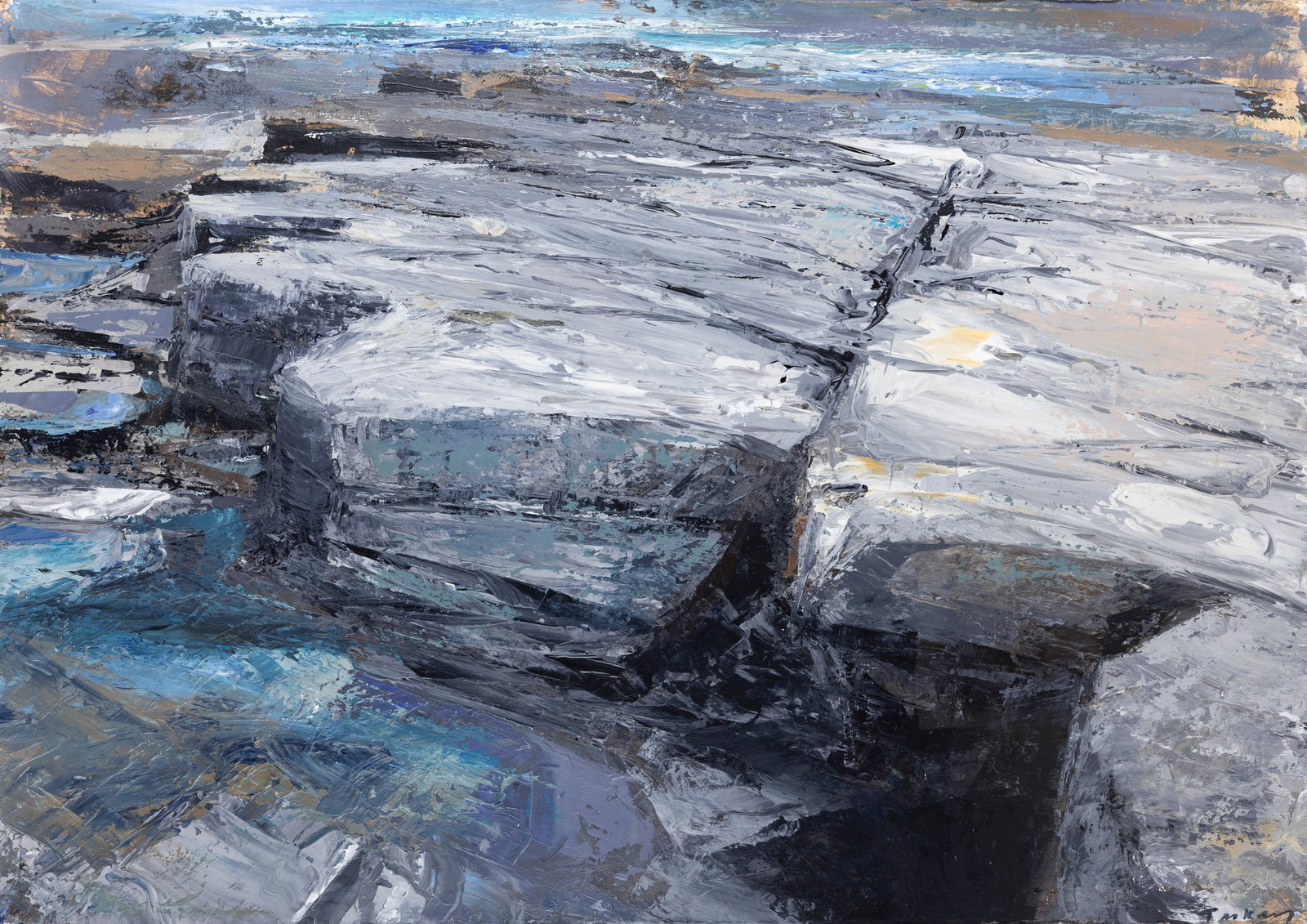 Donald Teskey RHA (b.1956) Shoreline Acrylic on paper, 70 x 100cm (27½ x 39½'') Signed: Donald Teskey RHA (b.1956) Shoreline Acrylic on paper, 70 x 100cm (27½ x 39½'') Signed One of the leading Irish artists of his generation, Donald Teskey is so well known as a superbly tactil