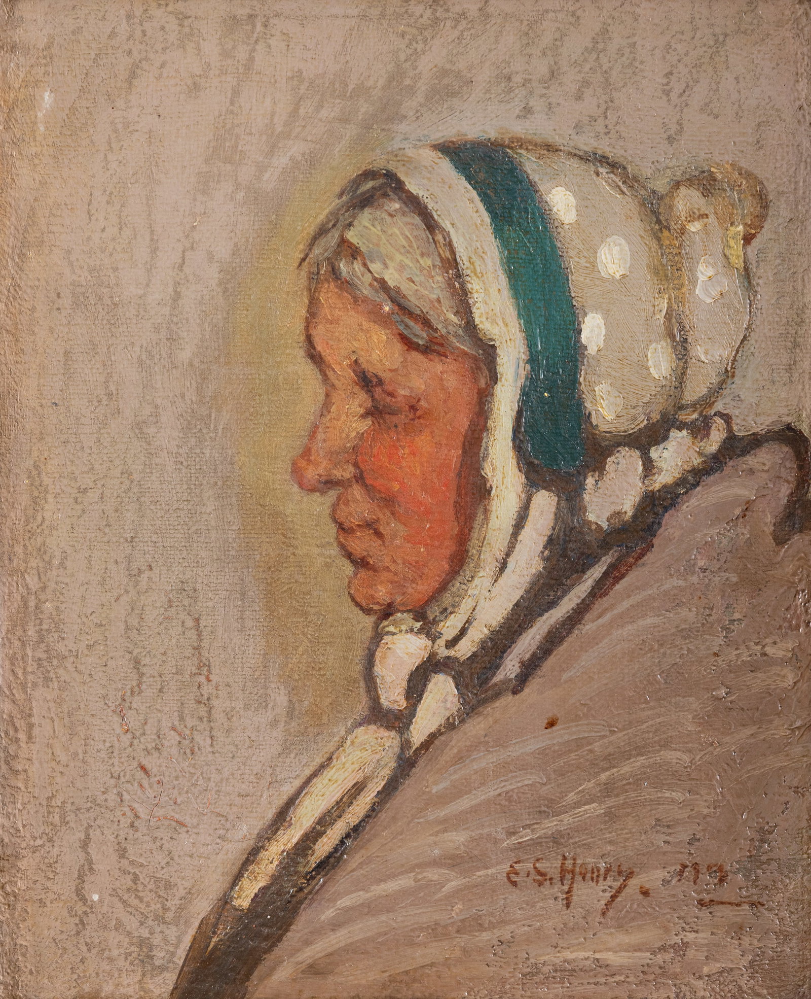 Grace Henry HRHA (1868-1953) Achill Woman Oil on canvas, 29.5 x 24cm (11½ x 9½) Signed: Grace Henry HRHA (1868-1953) Achill Woman Oil on canvas, 29.5 x 24cm (11½ x 9½) Signed and with indistinct date, possibly (19)'19 Provenance: Collection of Brian Coyle