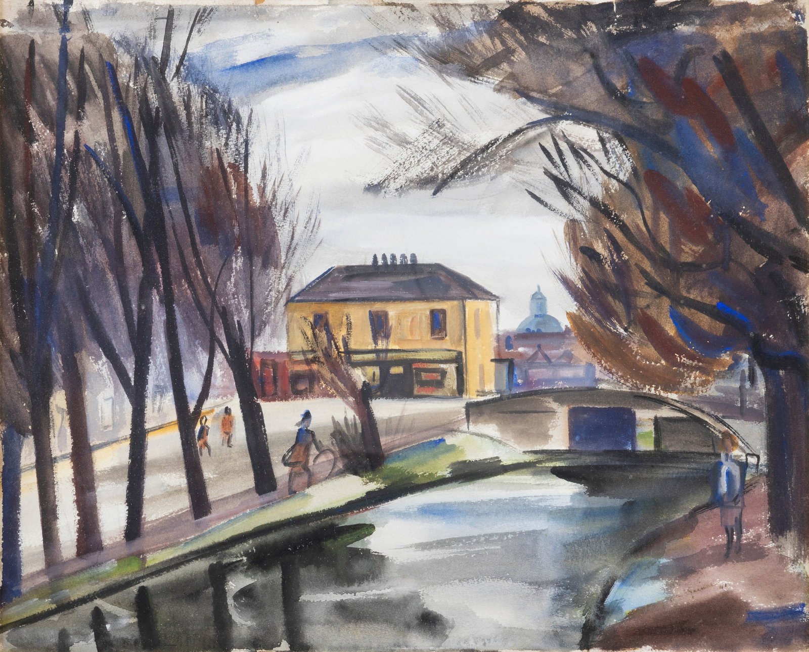 Norah McGuinness HRHA (1901-1980) A Scene on the Grand Canal looking towards Rathmines (1941) (1 of 4)