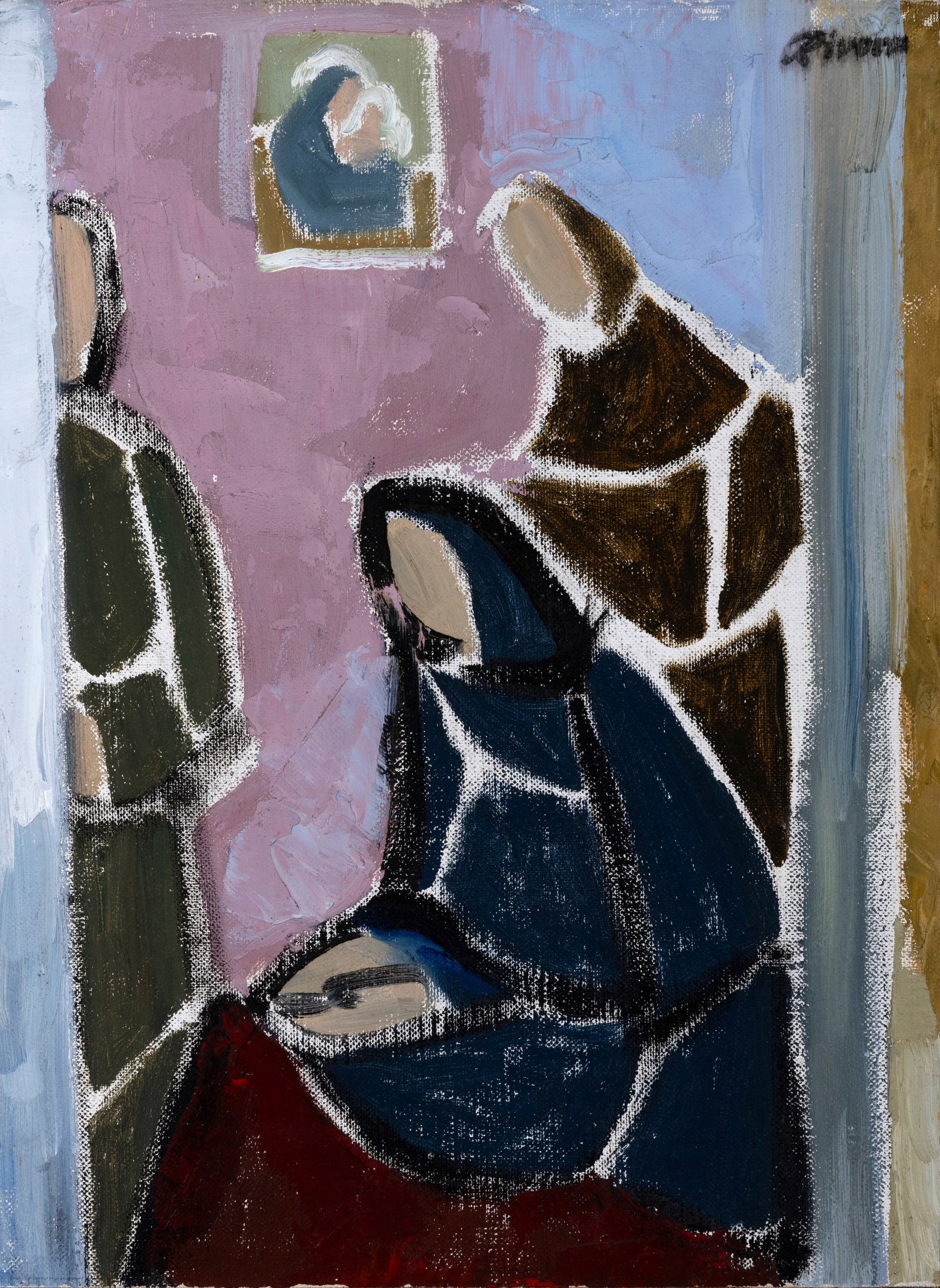 Elizabeth Rivers RHA (1903-1964) Keening Women, Inishmore, Aran Oil on board, 41 x 30.5cm (16¼: Elizabeth Rivers RHA (1903-1964) Keening Women, Inishmore, Aran Oil on board, 41 x 30.5cm (16¼ x 12'') Signed Provenance: The Artist’s Studio; Frances and Michael Biggs, 1964; Milmo Penny, 