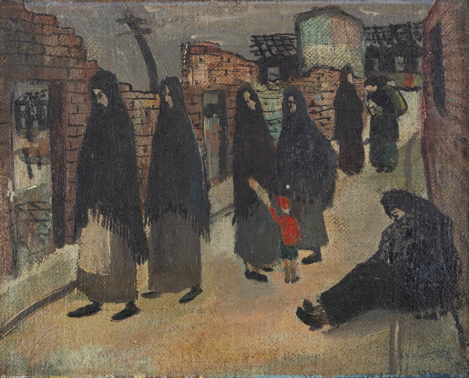 Gerard Dillon (1916-1971) After the Blitz Oil on canvas laid on board, 30 x 37.5cm (11¾ x: Gerard Dillon (1916-1971) After the Blitz Oil on canvas laid on board, 30 x 37.5cm (11¾ x 14¾'') Provenance: The Artist's Family Over the course of four nights in April – May 1941, the