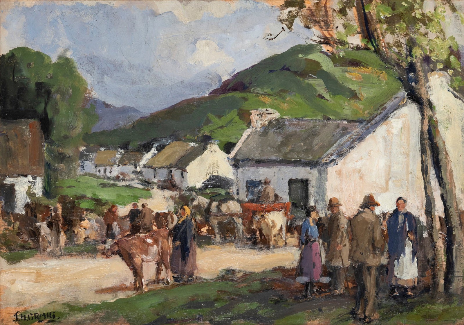 James Humbert Craig RHA RUA (1877-1944) The Wee Fair Oil on board, 30 x 42cm (11¾ x 16½: James Humbert Craig RHA RUA (1877-1944) The Wee Fair Oil on board, 30 x 42cm (11¾ x 16½'') Signed; signed and inscribed with title verso Often referred to as ‘The People’s Painte