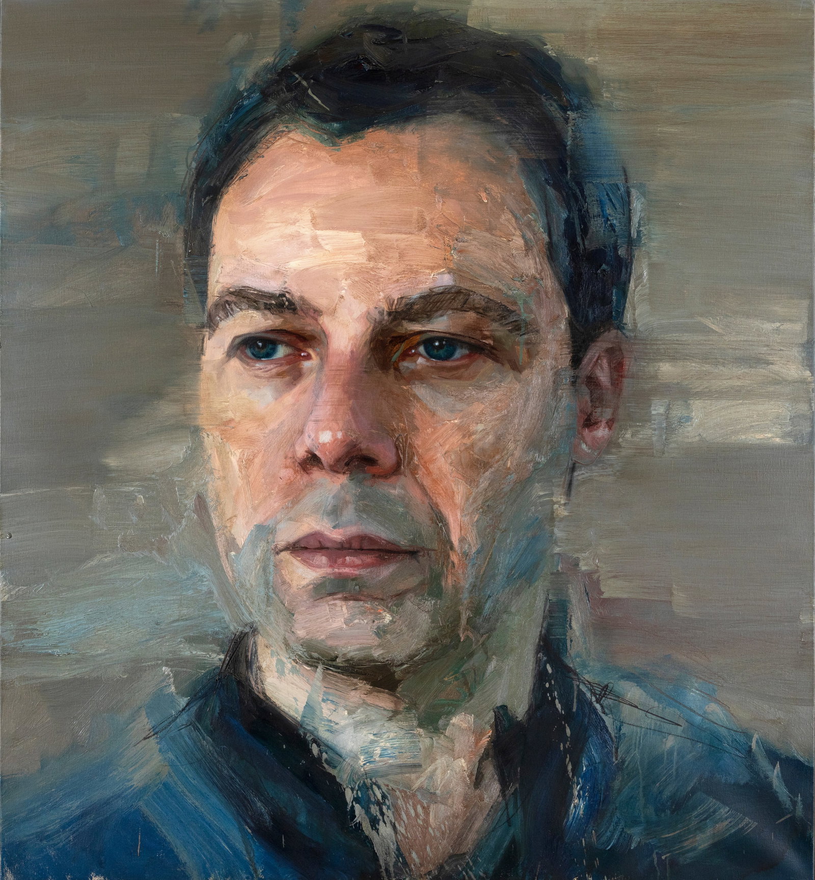 Colin Davidson (b.1968) Oliver (2015) Oil on canvas, 127 x 117cm (50 x 46) Signed, inscribed and (1 of 3)