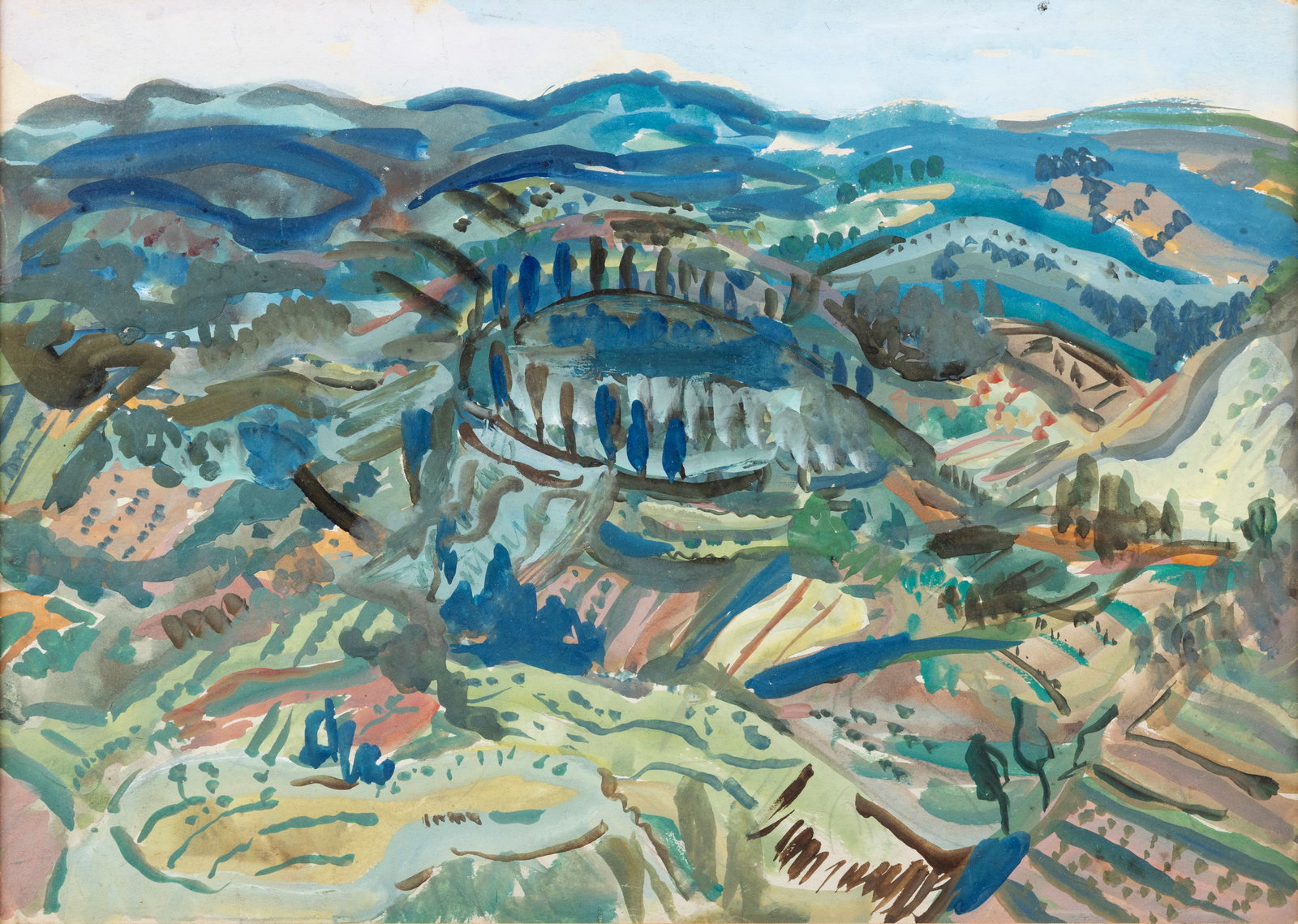 Evie Hone RHA (1894-1955) Landscape Gouache, 25 x 35cm (9¾ x 13¾'') Provenance: From (1 of 3)
