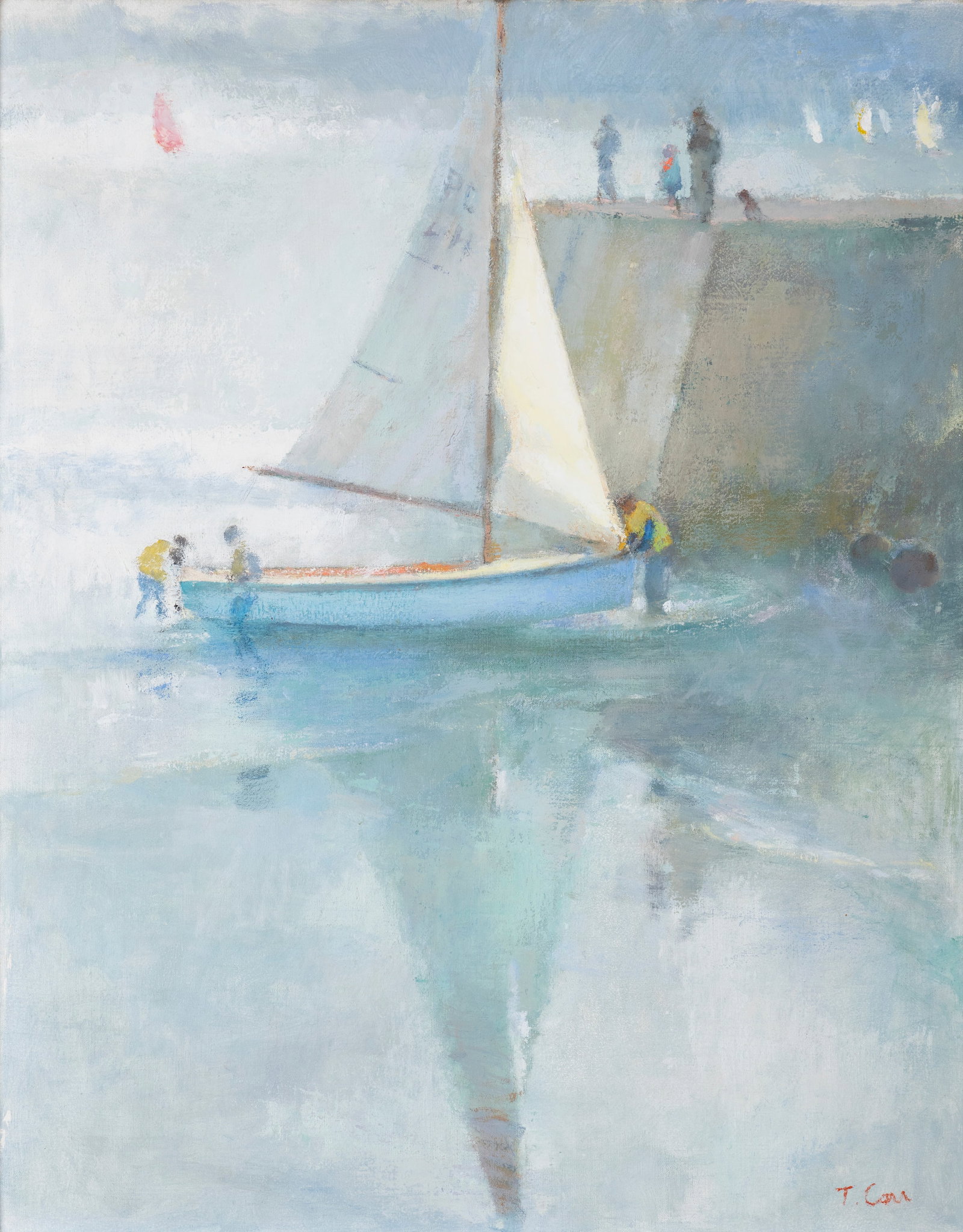 Tom Carr RUA RHA (1909-1999) Launching Oil on canvas, 50 x 40cm (19½ x 15¾) Signed (1 of 4)