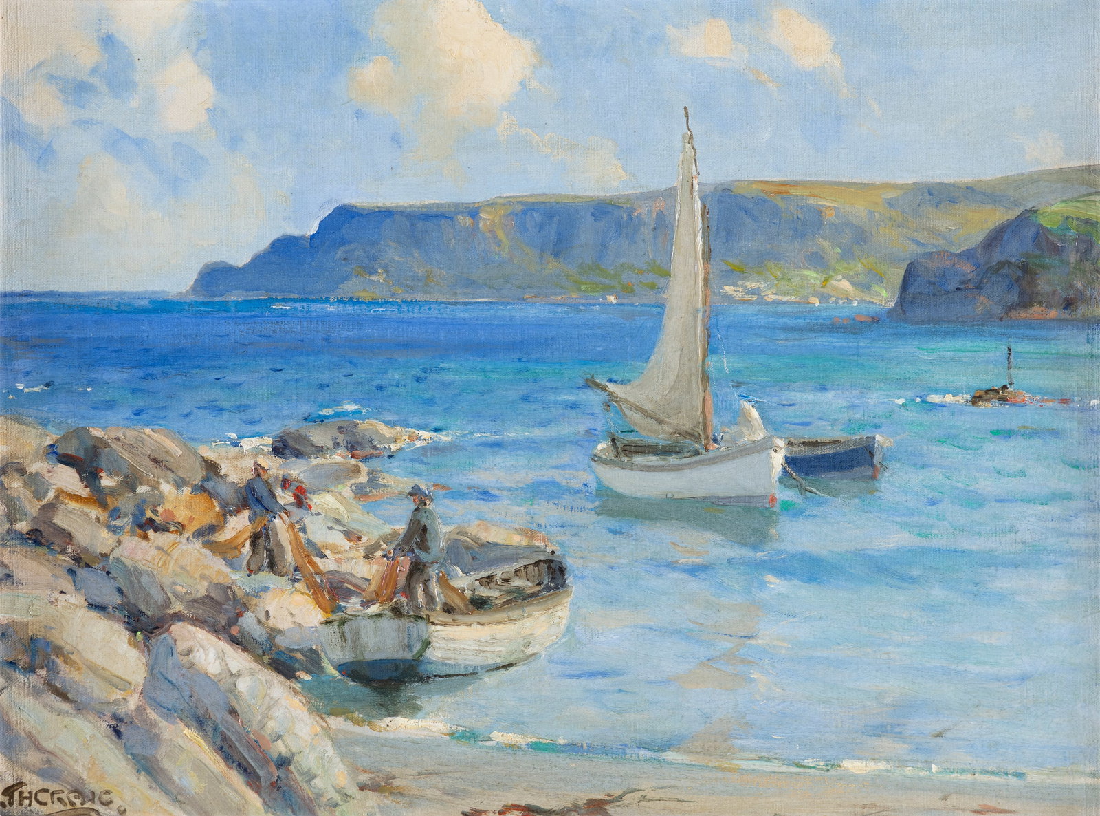 James Humbert Craig RHA RUA (1877-1944) Fishing Off the Rocks Oil on canvas, 36.5 x 49cm (14¼ (1 of 4)