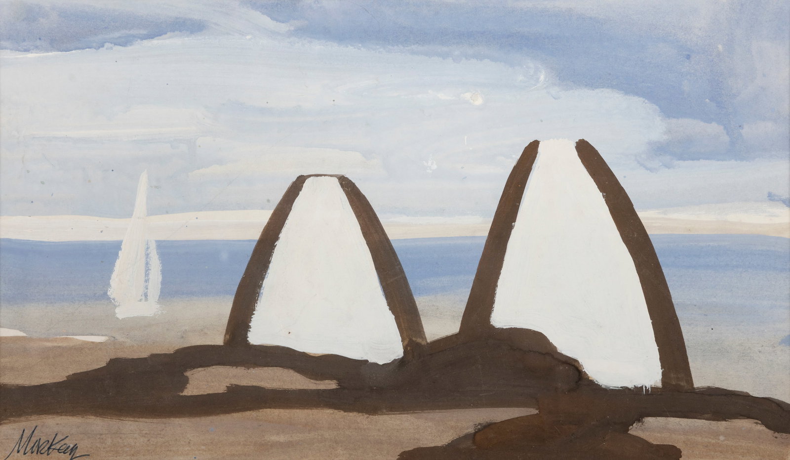 Markey Robinson (1918-1999) Coastal Scene Gouache, 19.5 x 33cm (7½ x 13) Signed (1 of 4)